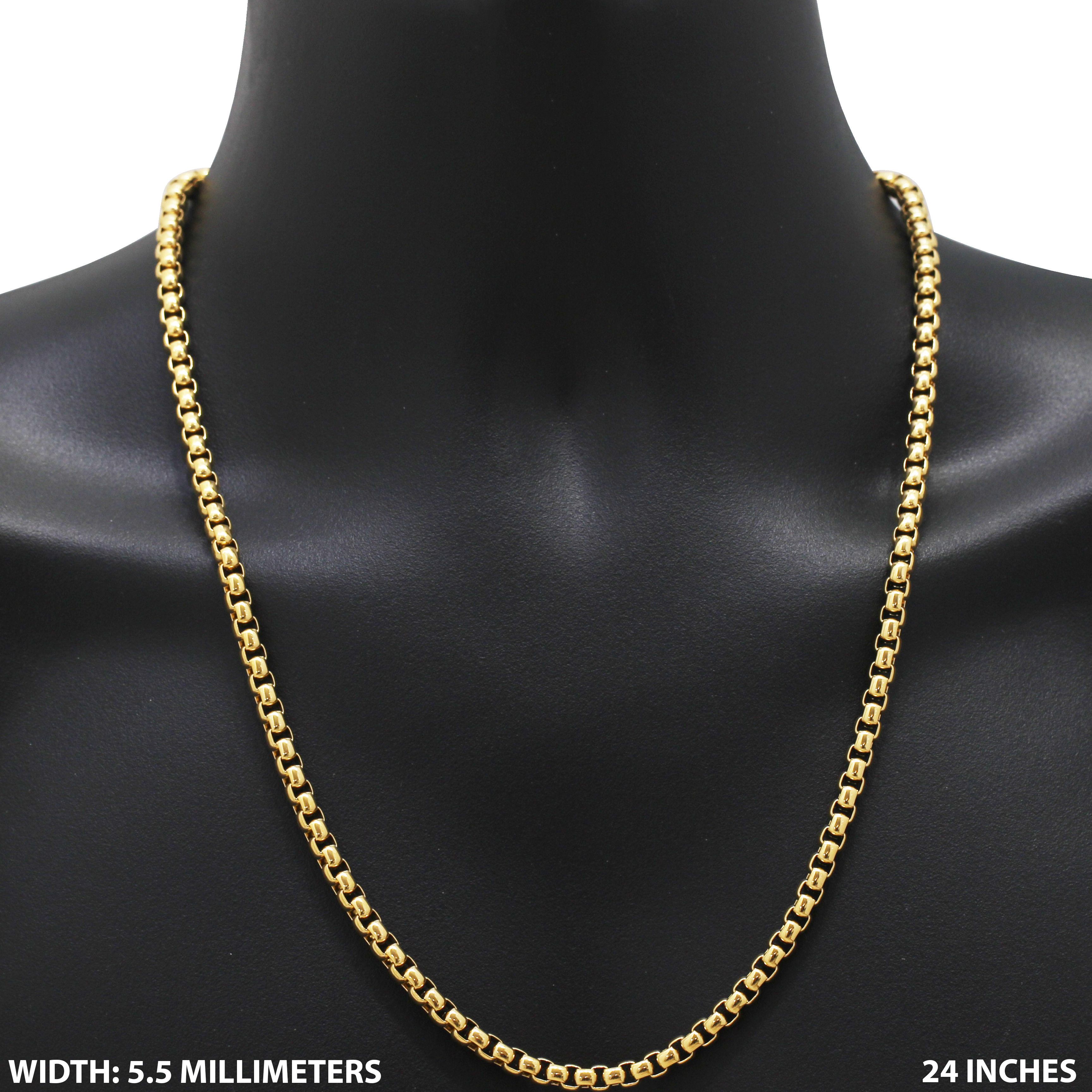 Other 316L Stainless Steel 18k GP 5.5mm Box Chain Necklace 24” Size ONE SIZE - 1 Thumbnail