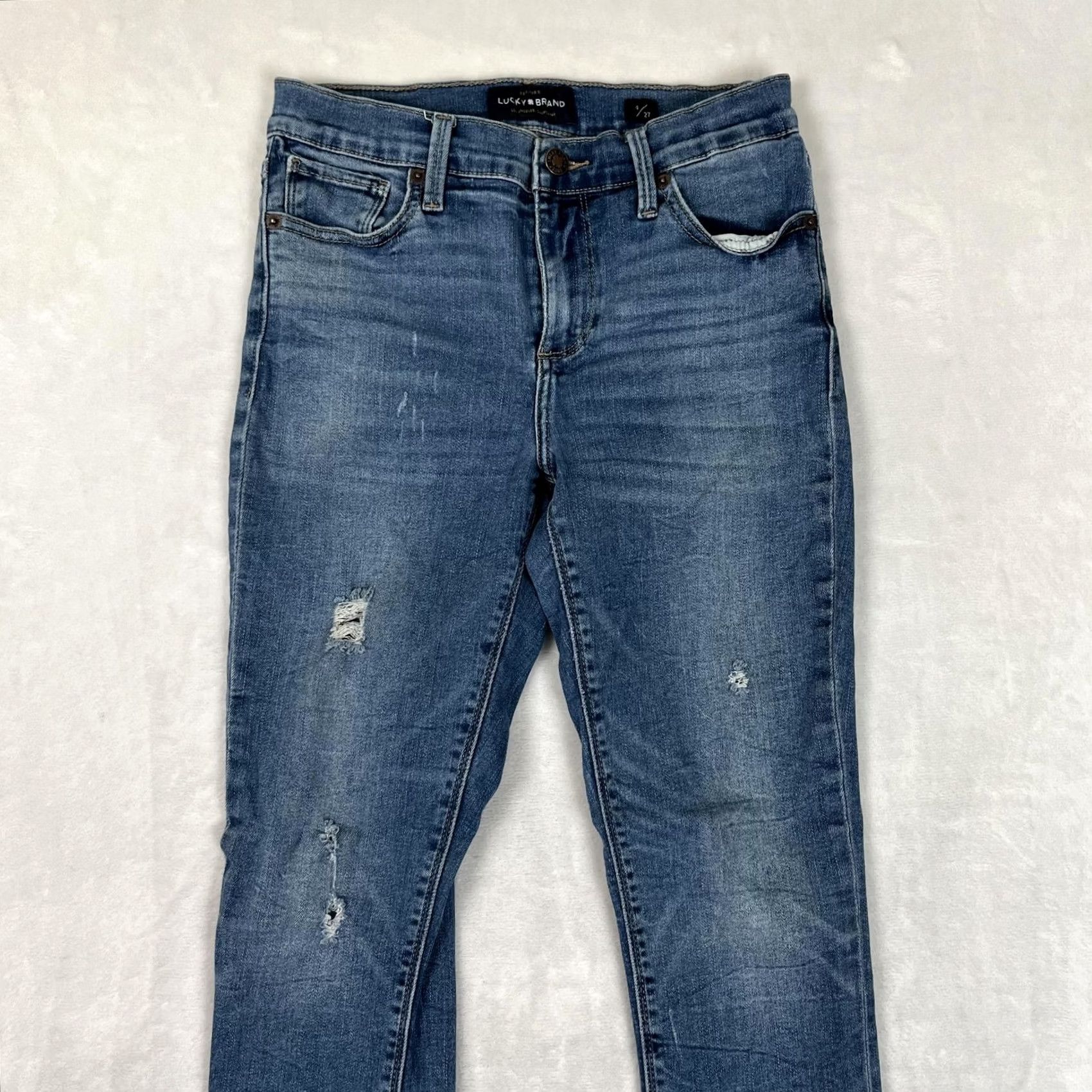 Lucky Brand Lucky Brand Brooke Legging Jeans Women 4/27 Blue Distressed Stretch Denim Size 27" / US 4 / IT 40 - 3 Thumbnail