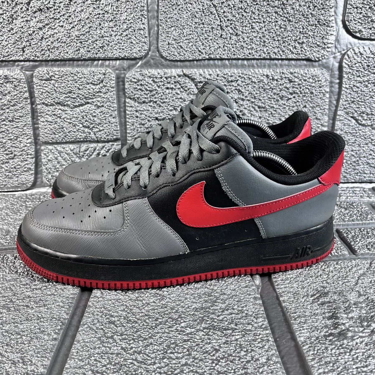 Japanese Brand × Nike Nike Air Force 1 Leather Sneakers Grey/Black/Red Sz 45 US 11 Size US 11 / EU 44 - 1 Thumbnail