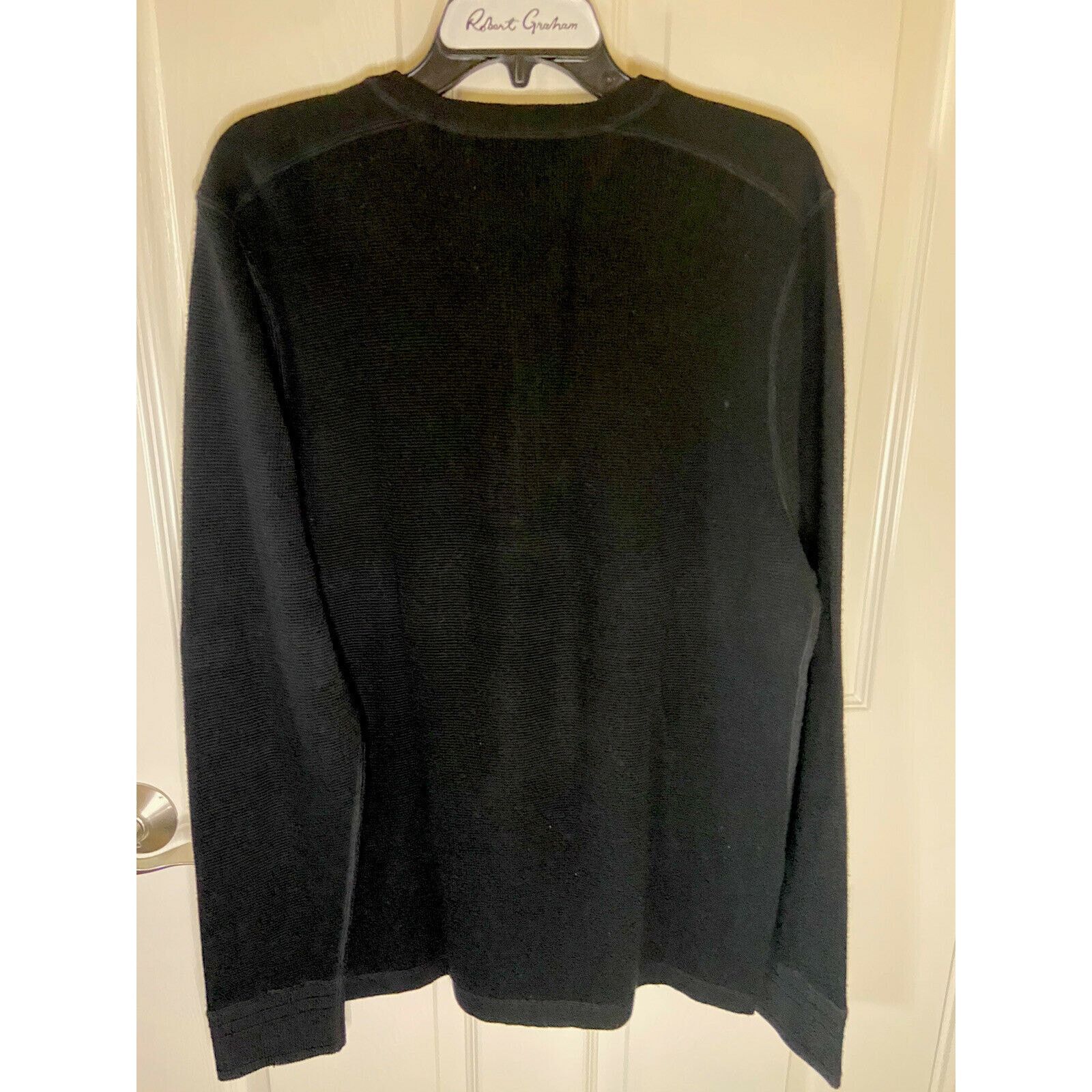 Michael Kors Michael Kors XL Black Merino Wool Crew Neck Henley Sweater Size US XL / EU 56 / 4 - 2 Thumbnail