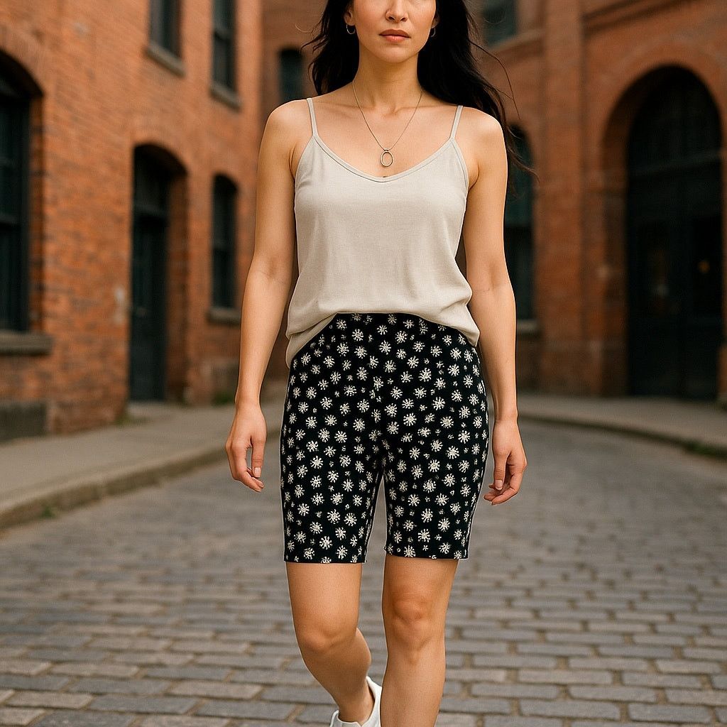 American Eagle Outfitters Black and White Floral Biker Shorts Size 27" / US 4 / IT 40 - 1 Thumbnail