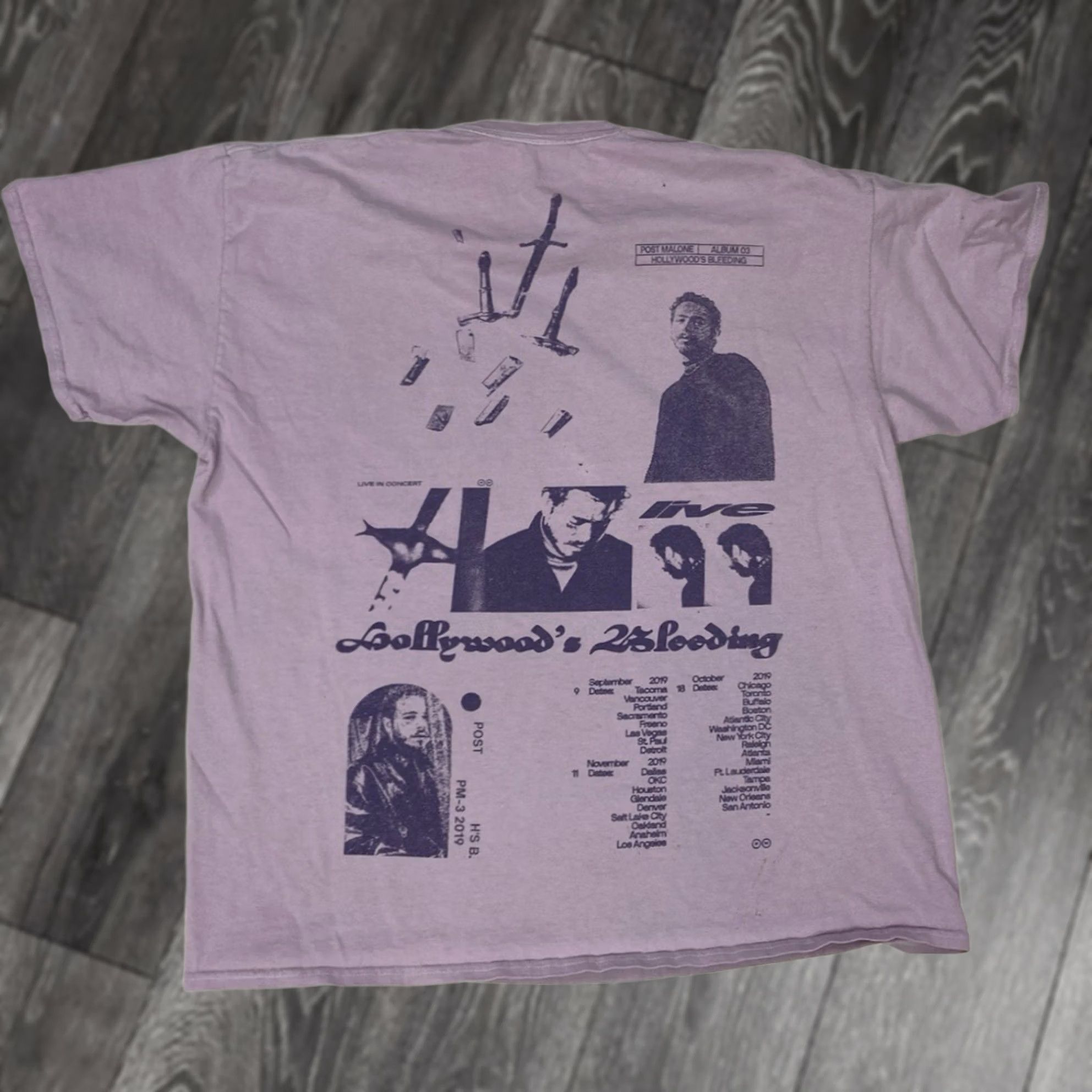 Vintage VINTAGE Post Malone Hollywood Is Bleeding Live Graphic T-shirt Men Large Purple Music Shirt Mens L Purple Graphic Print All Seasons 90s Concert Size US L / EU 52-54 / 3 - 1 Thumbnail