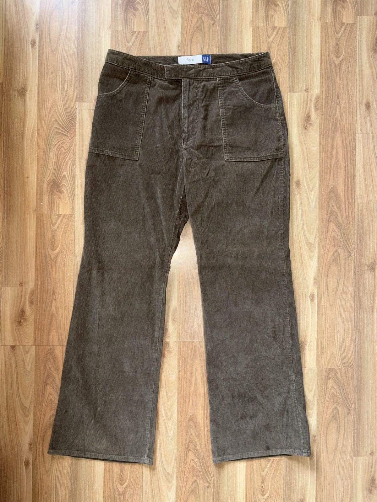 Gap Gap Womens 36 Green Corduroy Pants 1969 Boot Flare Stretch Size 36" / US 14 / IT 50 - 1 Thumbnail