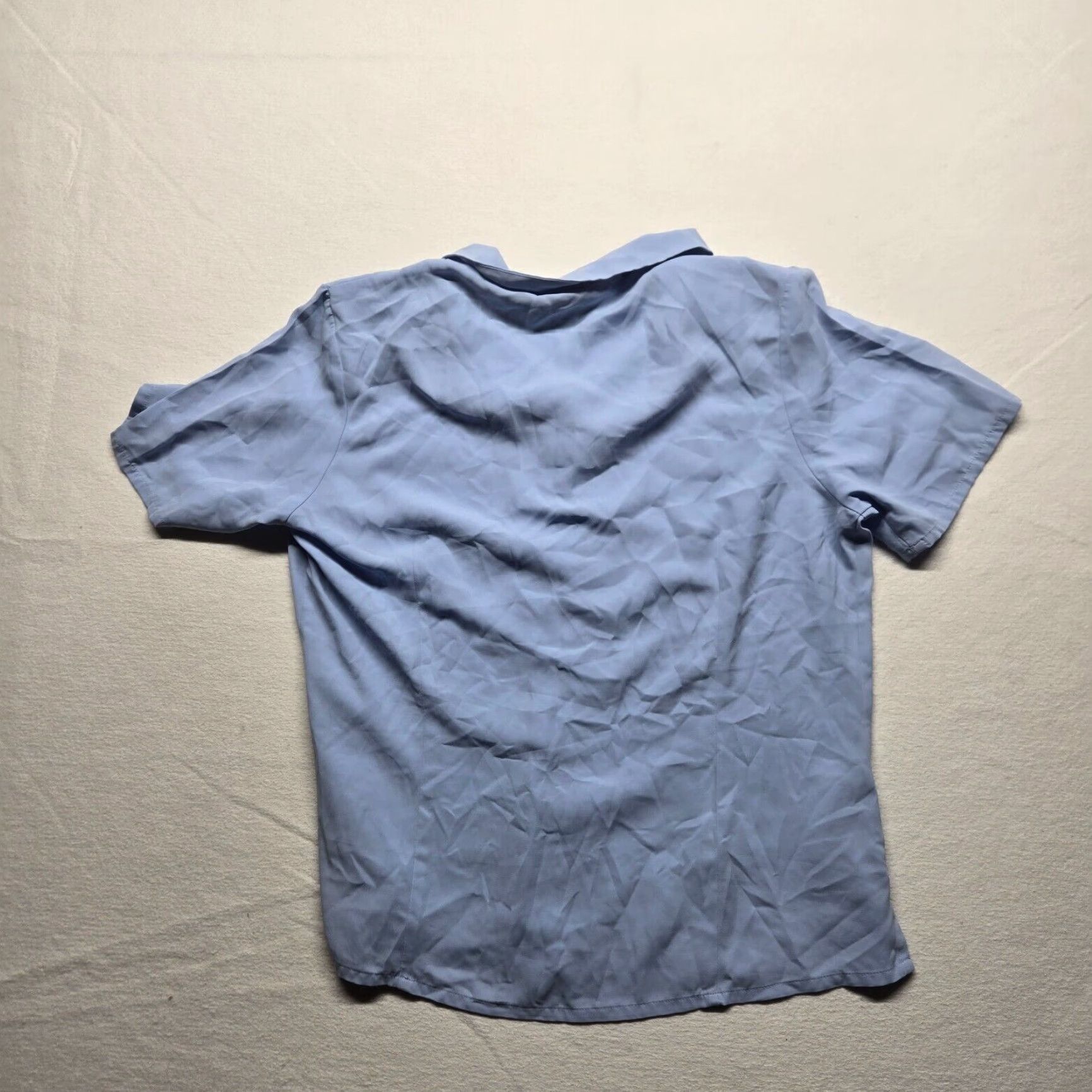 Vintage Laura Scott Blue Button Up Short Sleeve Blouse Women's 14 Size XL / US 12-14 / IT 48-50 - 7 Thumbnail