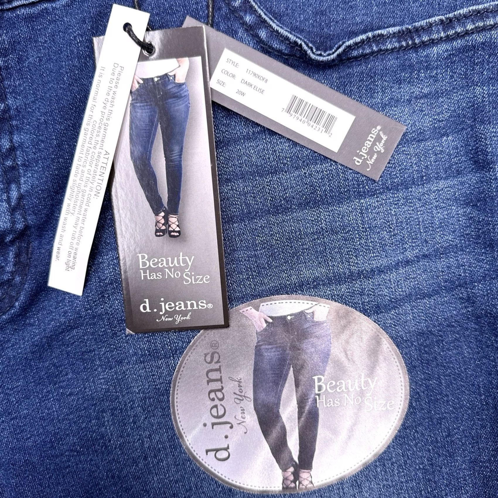 Vintage D Jeans Butt Lifter Skinny Plus Jeans 20W Dark Elise Modern Fit High Rise New Mens Womens Girls Boys Size 42" / US 20 - 4 Thumbnail