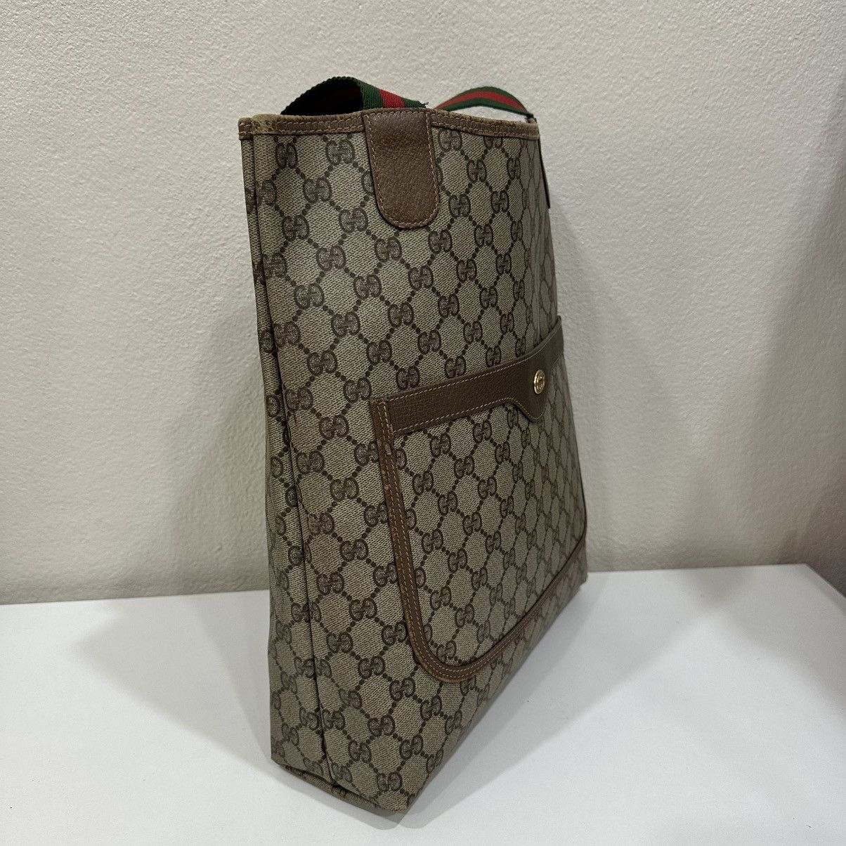 Gucci VINTAGE GUCCI GG WEB SHERRY LINE TOTE BAG 33 Size ONE SIZE - 4 Thumbnail