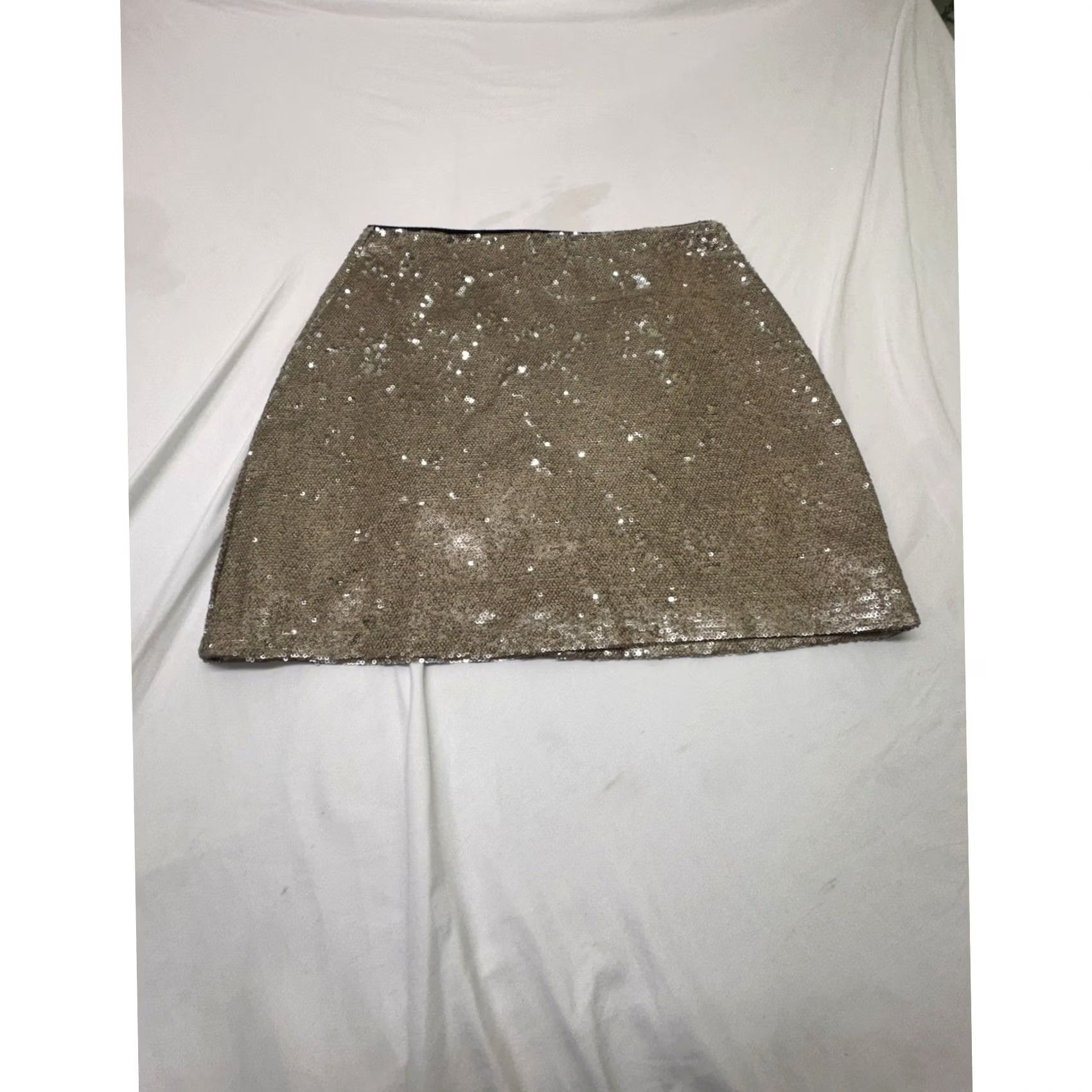 Forever 21 FOREVER 21 Skirt Womens M Gold Sequin Zip Lined Polyester Short Size 32" / US 10 / IT 46 - 2 Thumbnail