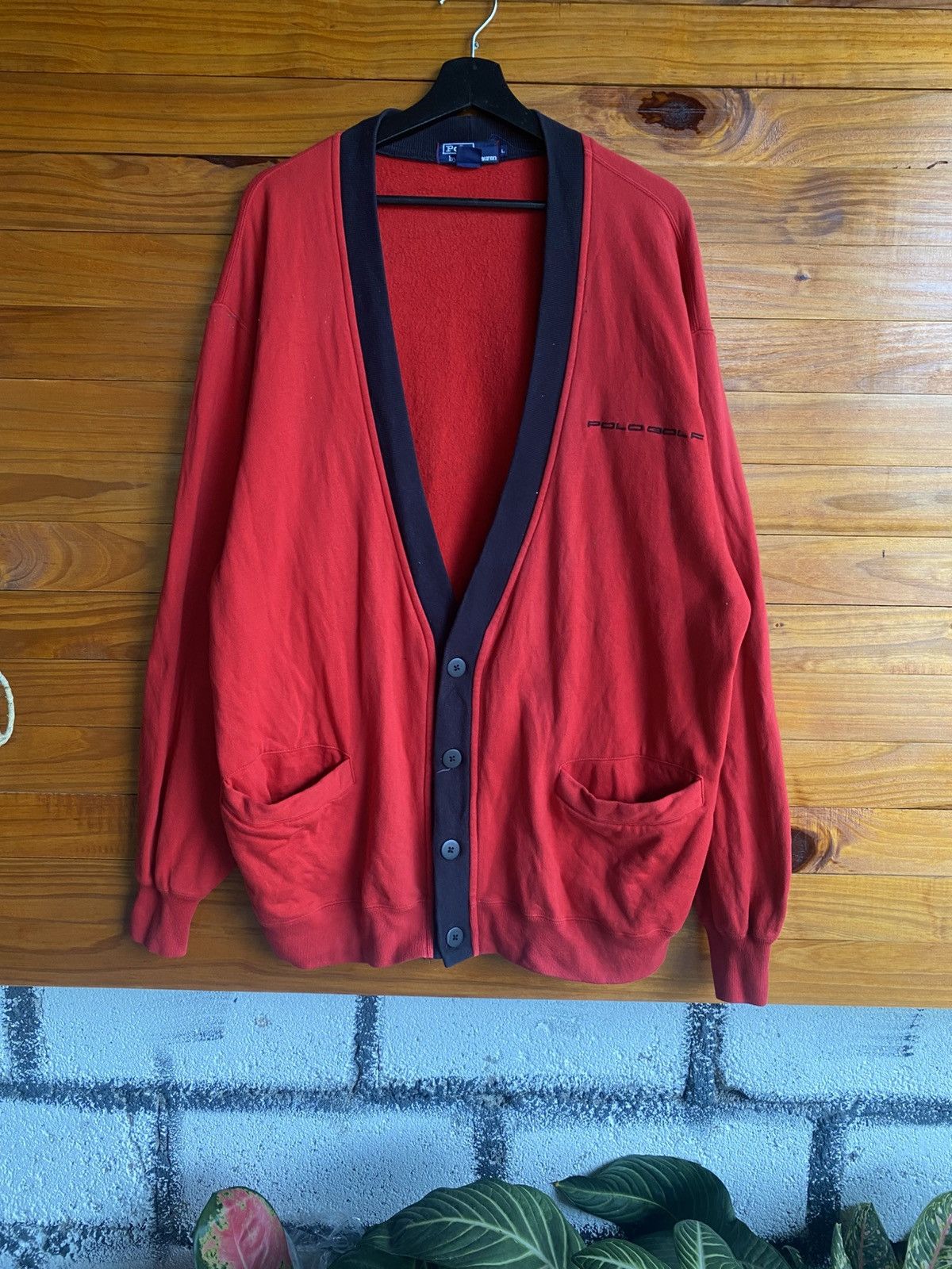 Polo Ralph Lauren Vintage Polo by Ralph Lauren Red Cotton Cardigan 1990s Polo Size US L / EU 52-54 / 3 - 3 Thumbnail
