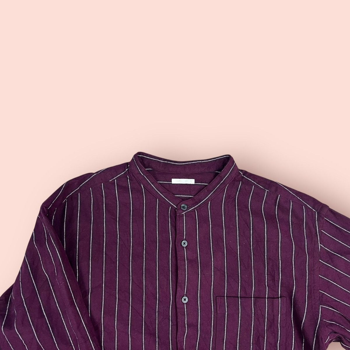 GU × Japanese Brand × Jun Takahashi VINTAGE GU PURPLE STRIPED SOFT FLANNEL STAND COLLAR Size US L / EU 52-54 / 3 - 13 Thumbnail