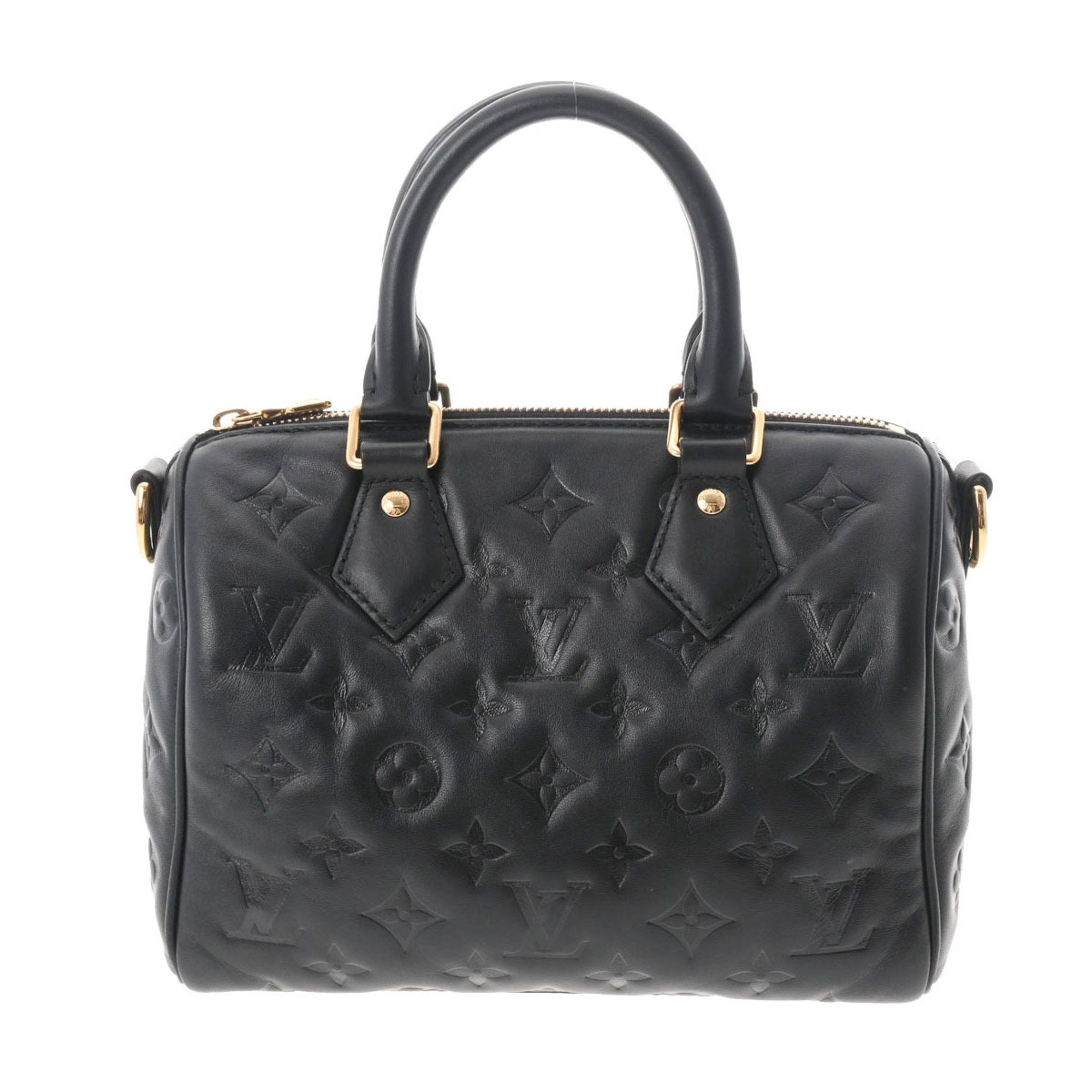 Louis Vuitton Speedy Bandouliere 22 Black in Lambskin with Gold