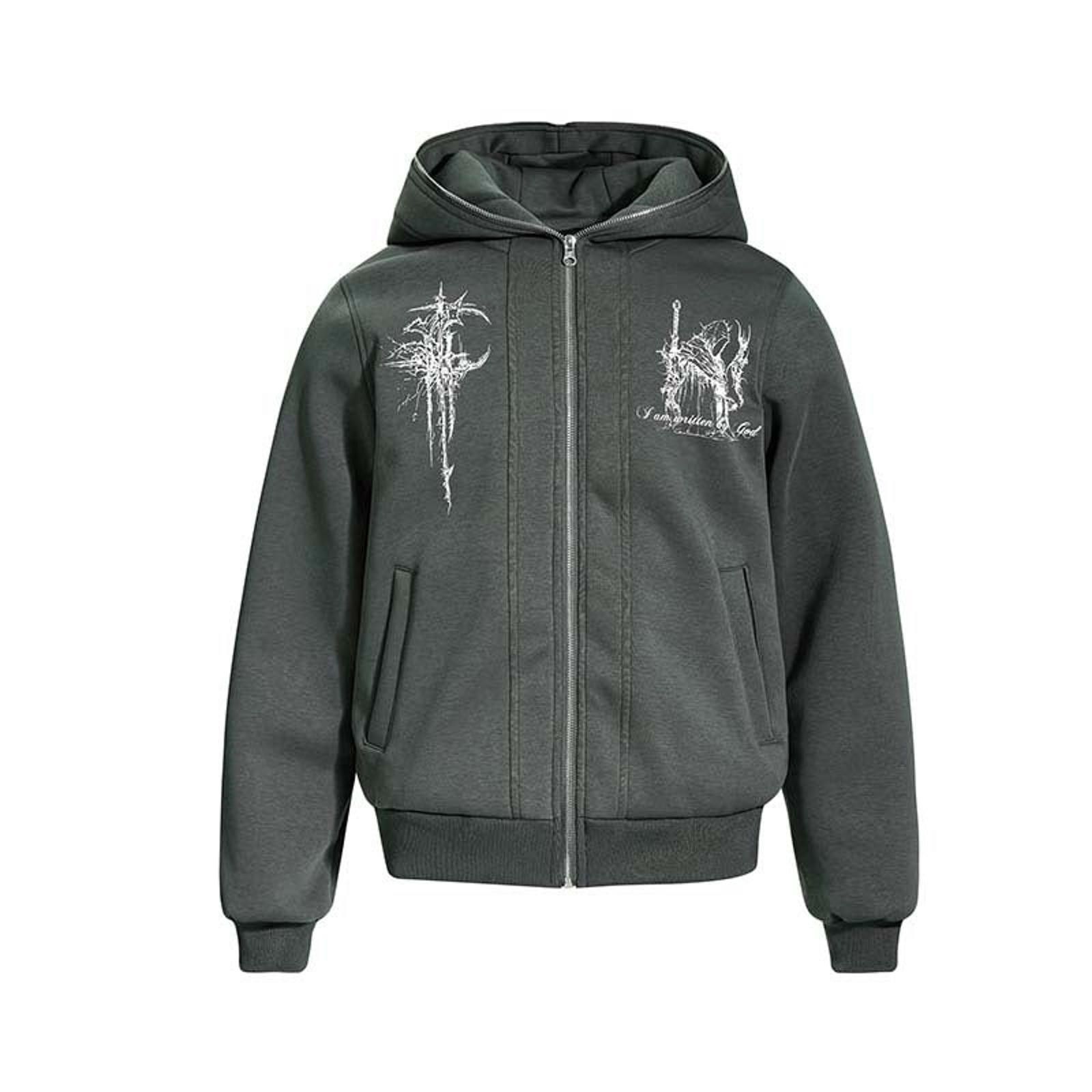 Japanese Brand Black Graphic Zip-Up Hoodie, Casual Menswear Hoodie Size US M / EU 48-50 / 2 - 3 Thumbnail