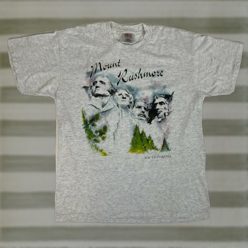 Vintage VINTAGE Mount Rushmore T-Shirt Unisex Adults XL Gray 60% Cotton 40% Polyester 90s Oneita SX? Size US XL / EU 56 / 4 - 1 Thumbnail