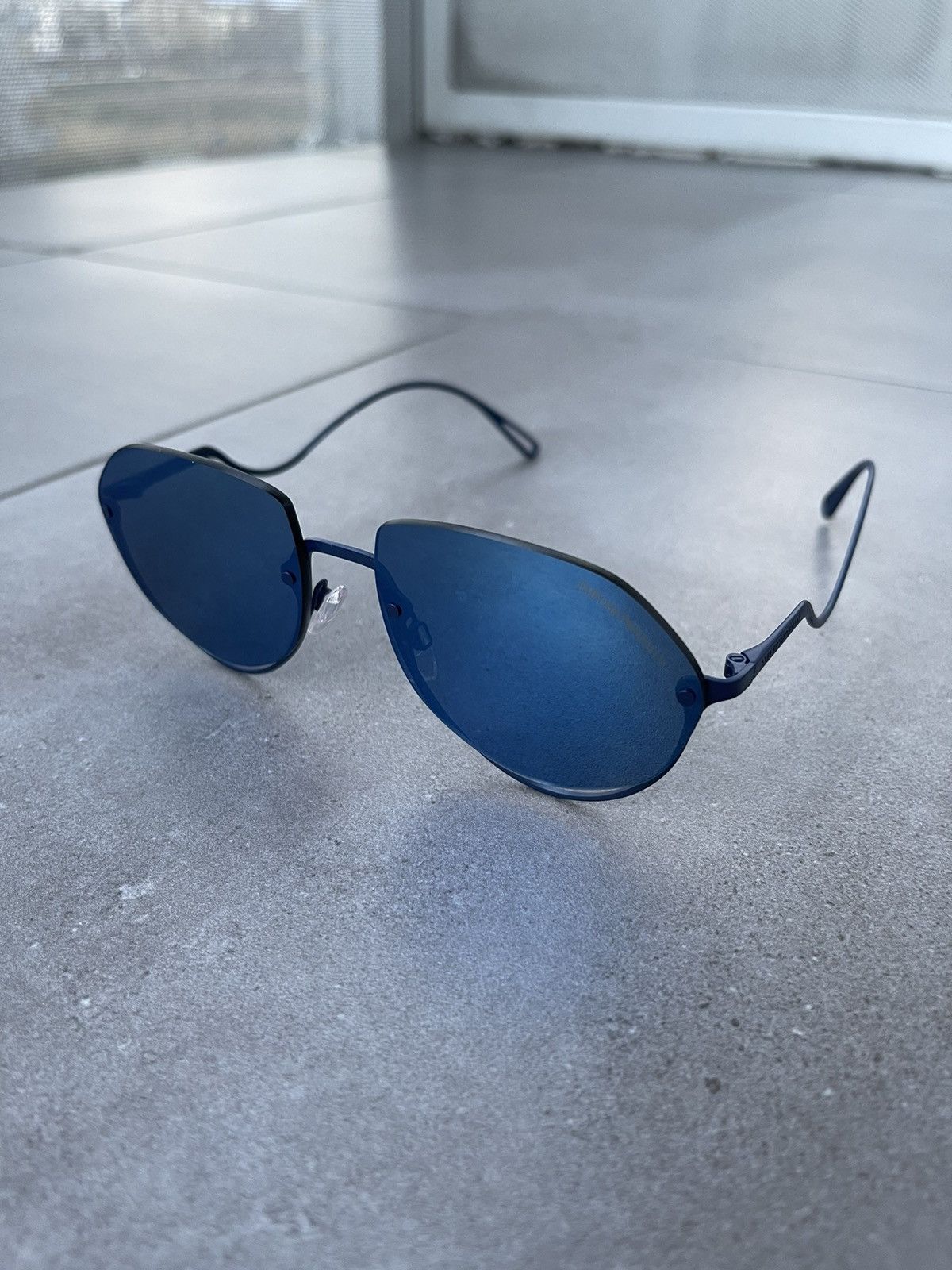 Emporio Armani Emporio Armani EA2137 3018/55 Blue Aviator Sunglasses Size ONE SIZE - 7 Thumbnail