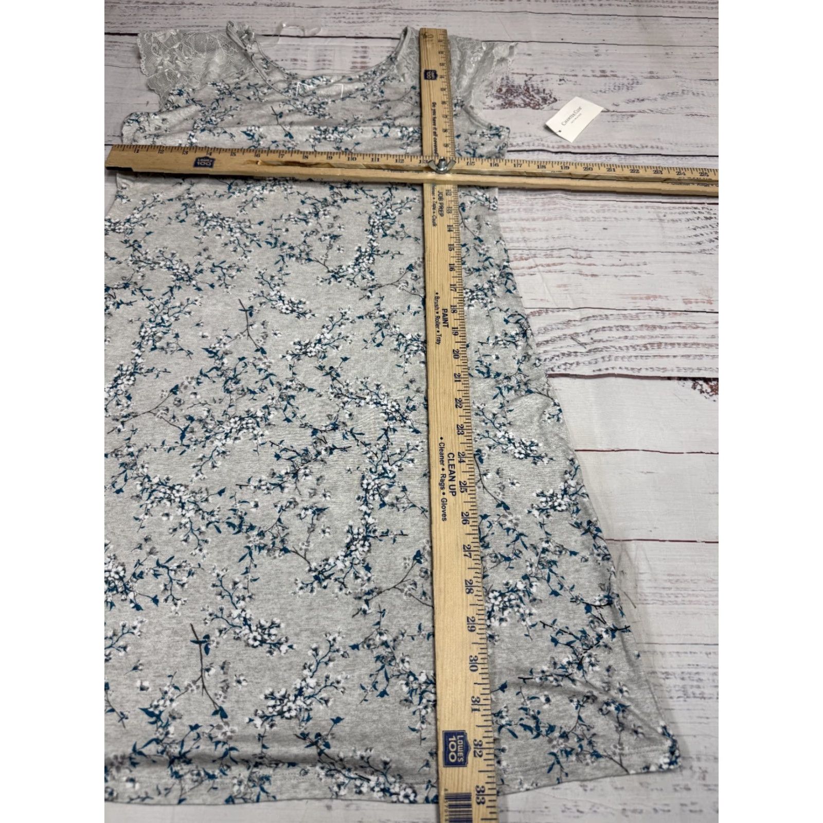 Charter Club Charter Club Intimates Dress Nightgown Gray Blue Sleep Lace XS NWT Floral Womens Short Sleeve Rayon Dress Nightgown Size XS / US 0-2 / IT 36-38 - 2 Thumbnail
