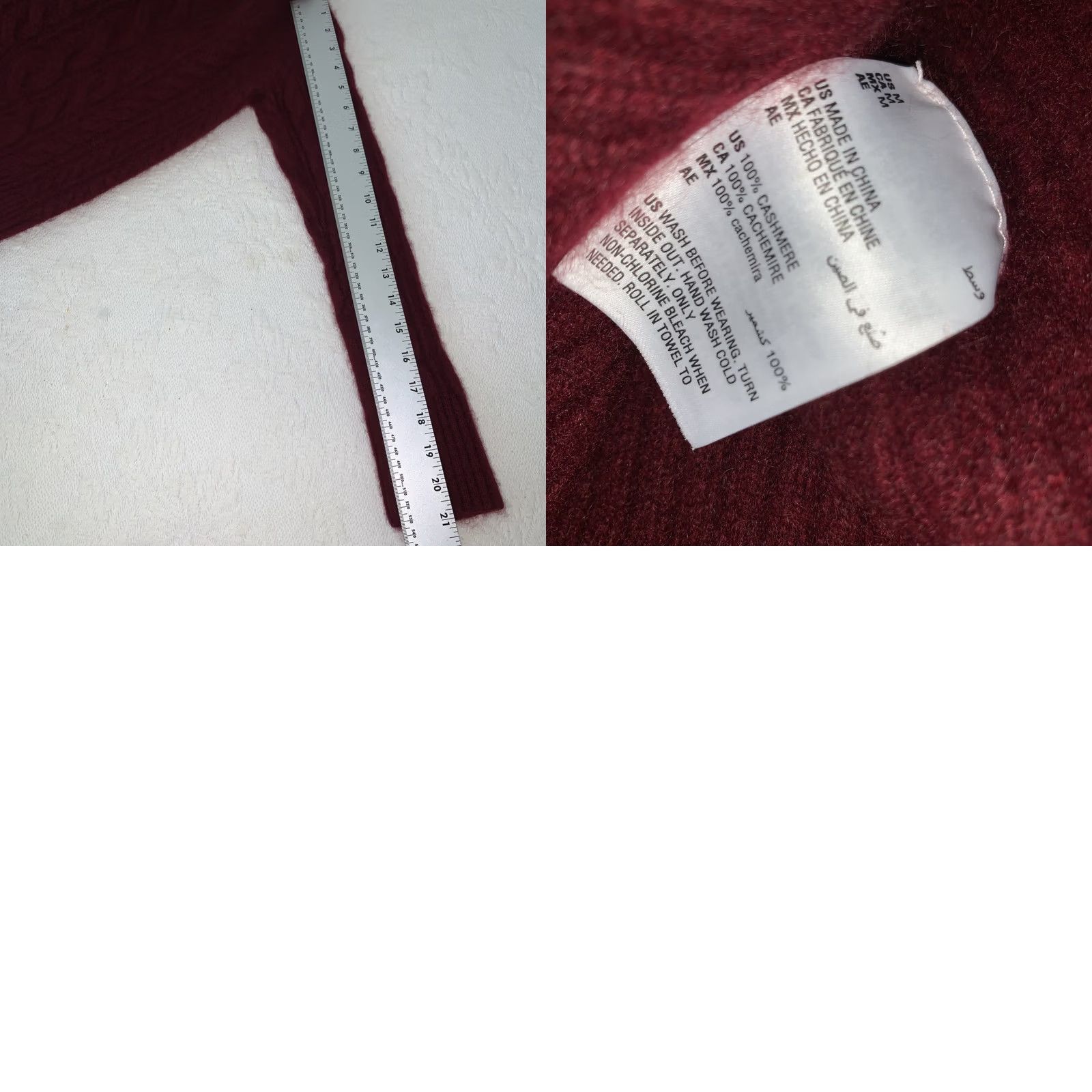 Charter Club Charter Club Cashmere Mock Neck Cable Sweater S Burgundy Button-Shoulder Womens Pullover Size S / US 4 / IT 40 - 8 Thumbnail