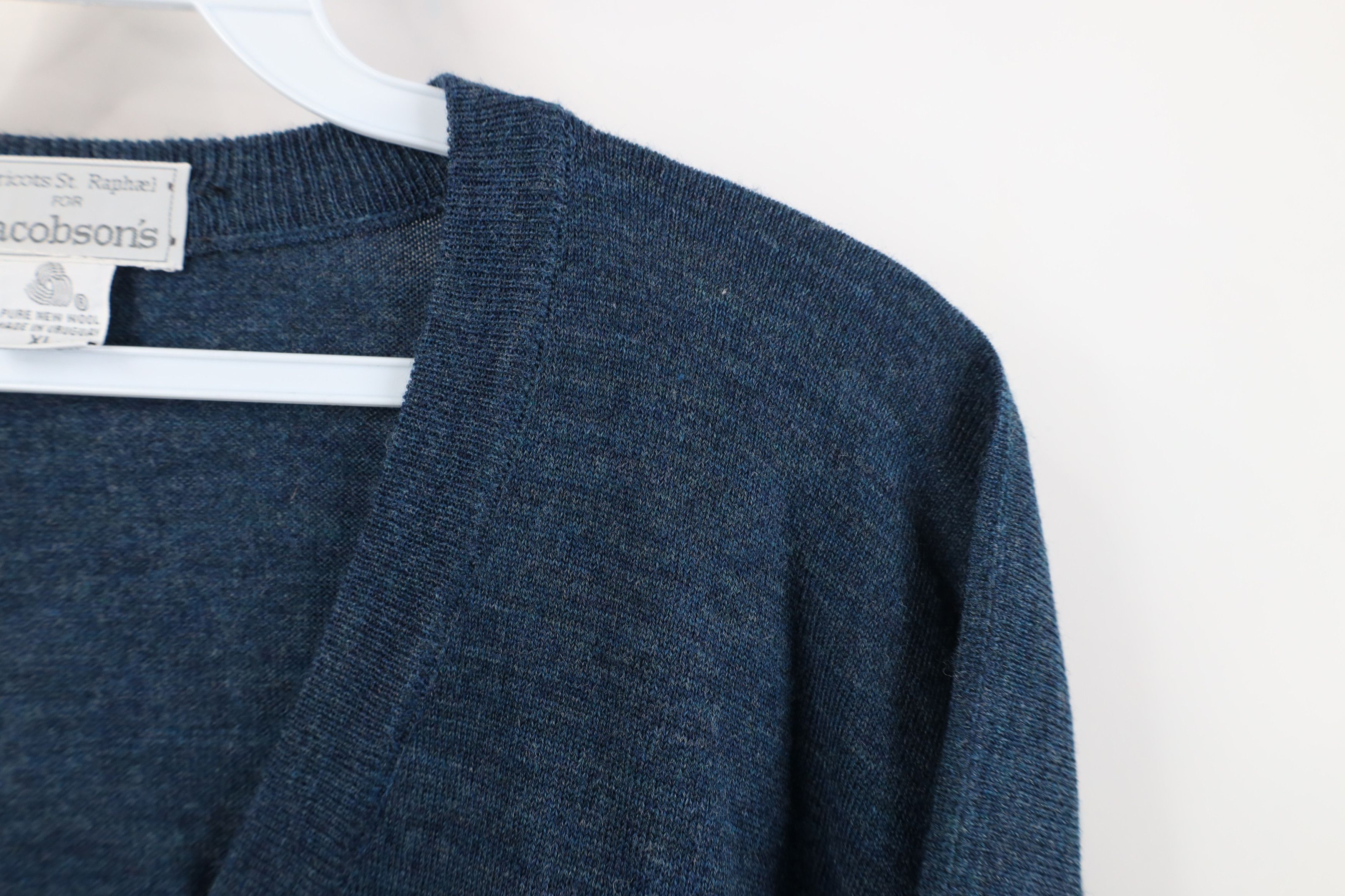 Vintage Vintage 90s Streetwear New Wool Knit V-Neck Sweater Blue Size US XL / EU 56 / 4 - 5 Thumbnail