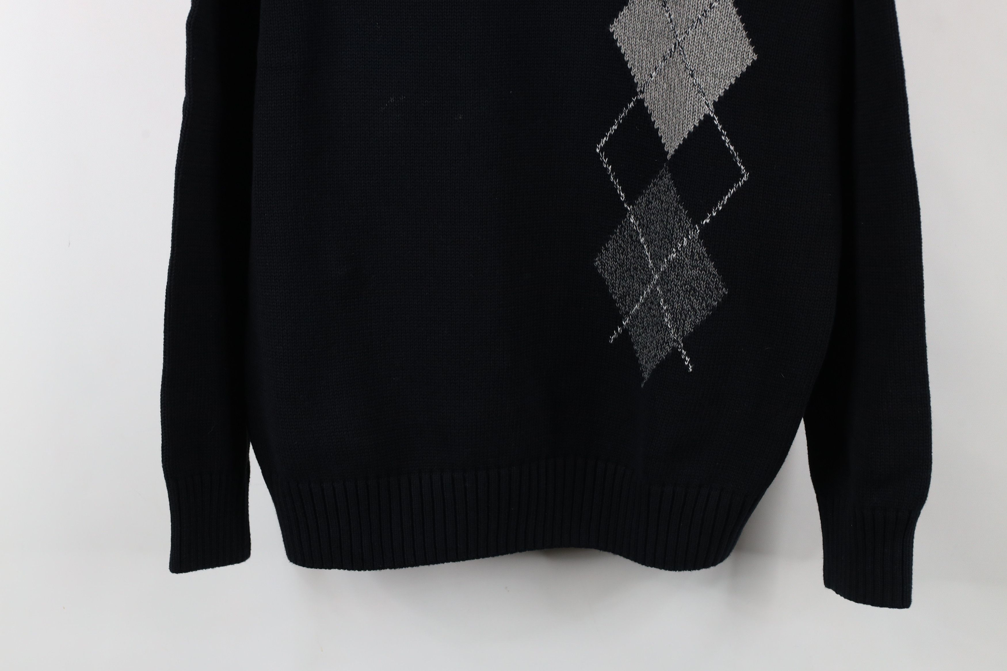 Vintage Vintage 90s Streetwear Cotton Argyle Diamond Knit Sweater Size US L / EU 52-54 / 3 - 3 Thumbnail