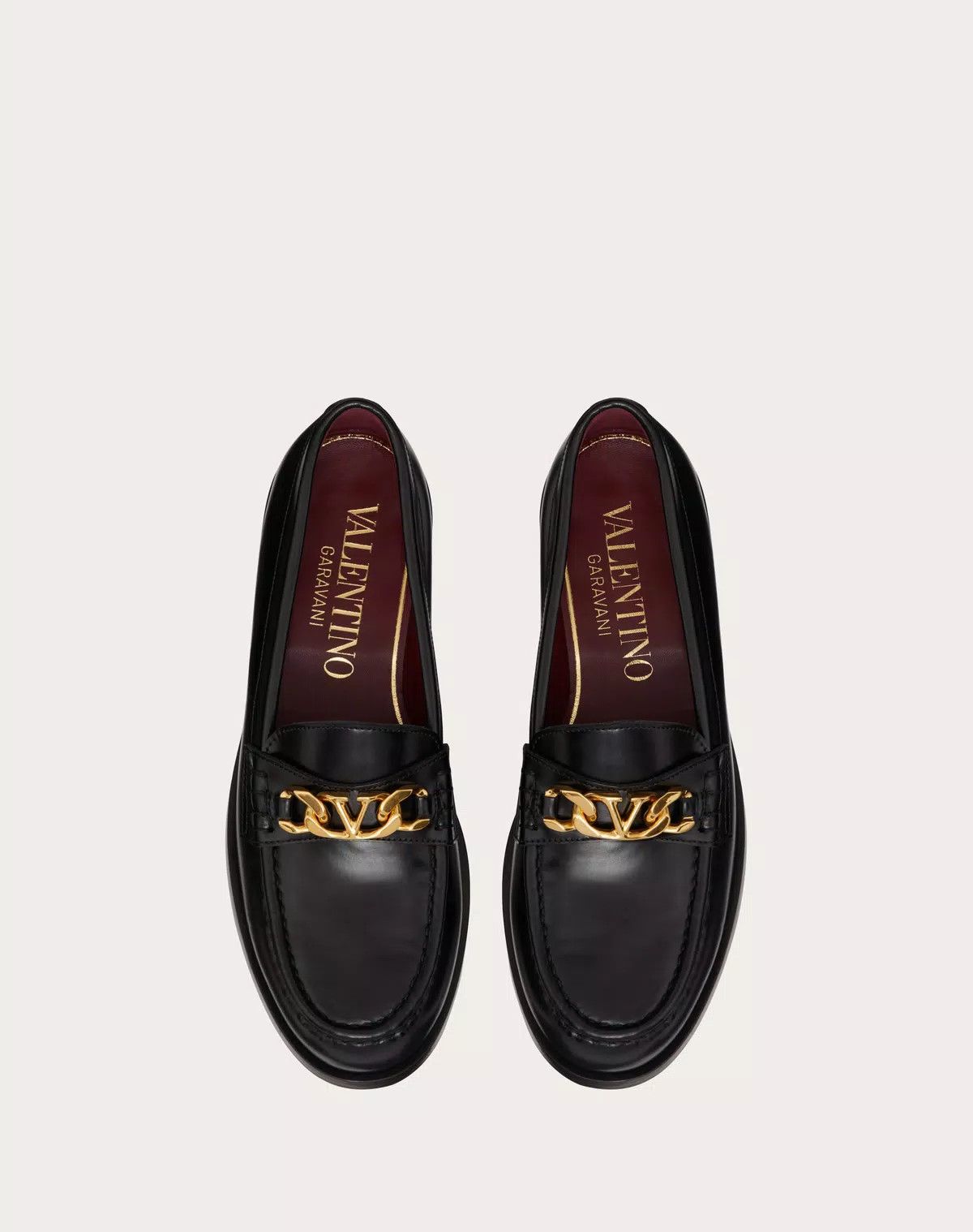 Valentino o1s1wg110426 Vlogo Chain Calfskin Loafers in Black Size US 6 / IT 36 - 5 Thumbnail