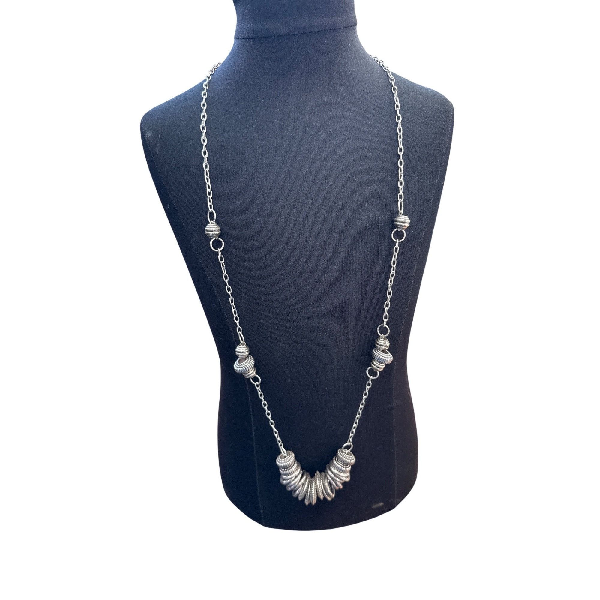 Other Silver Artisan Textured Disc Statement Necklace Bohemian Lay Size ONE SIZE - 1 Thumbnail