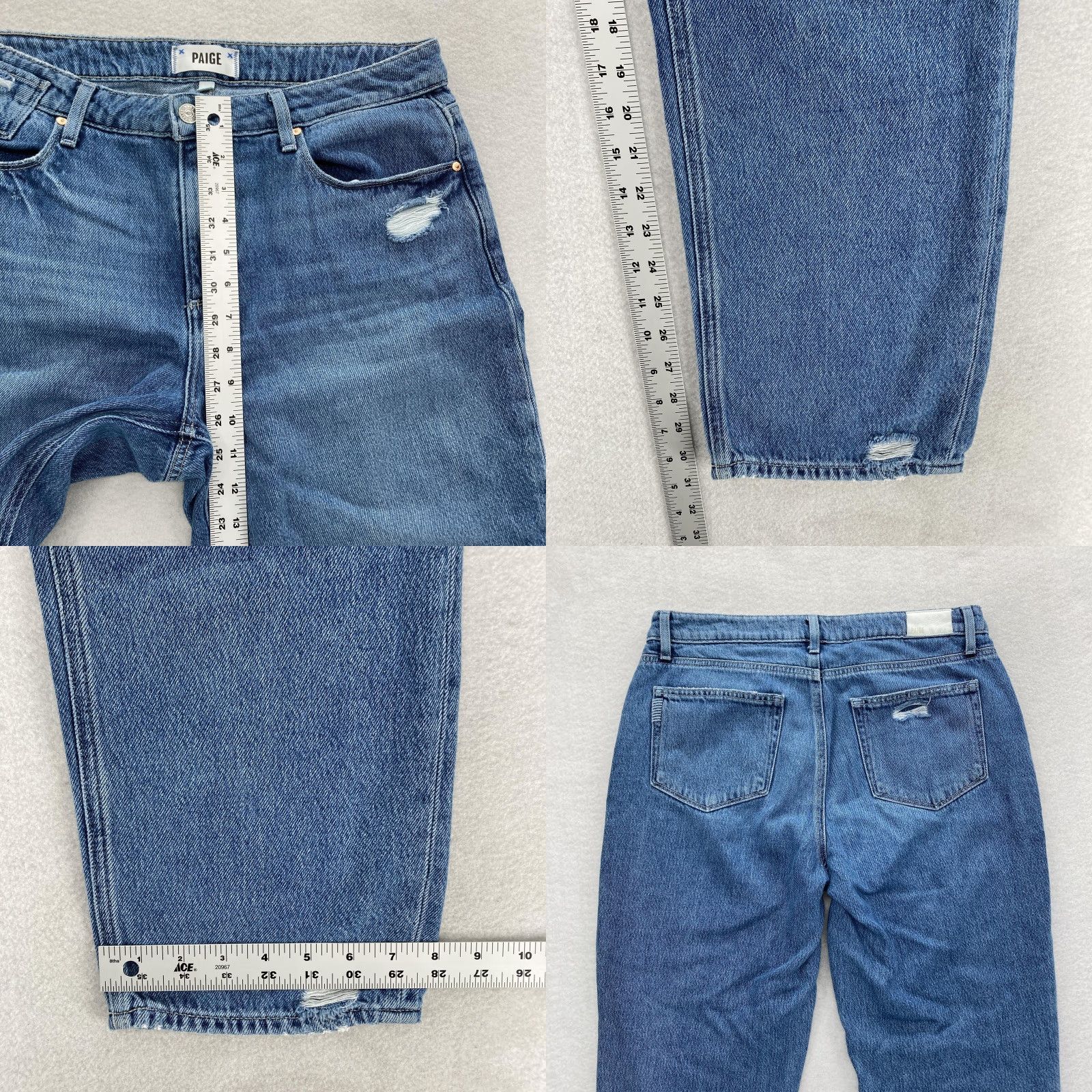 Paige Paige Jeans Womens 29 Blue Noella Relaxed Janae Distressed Baggy Straight Denim Jeans Mens Womens Size 29" - 8 Thumbnail