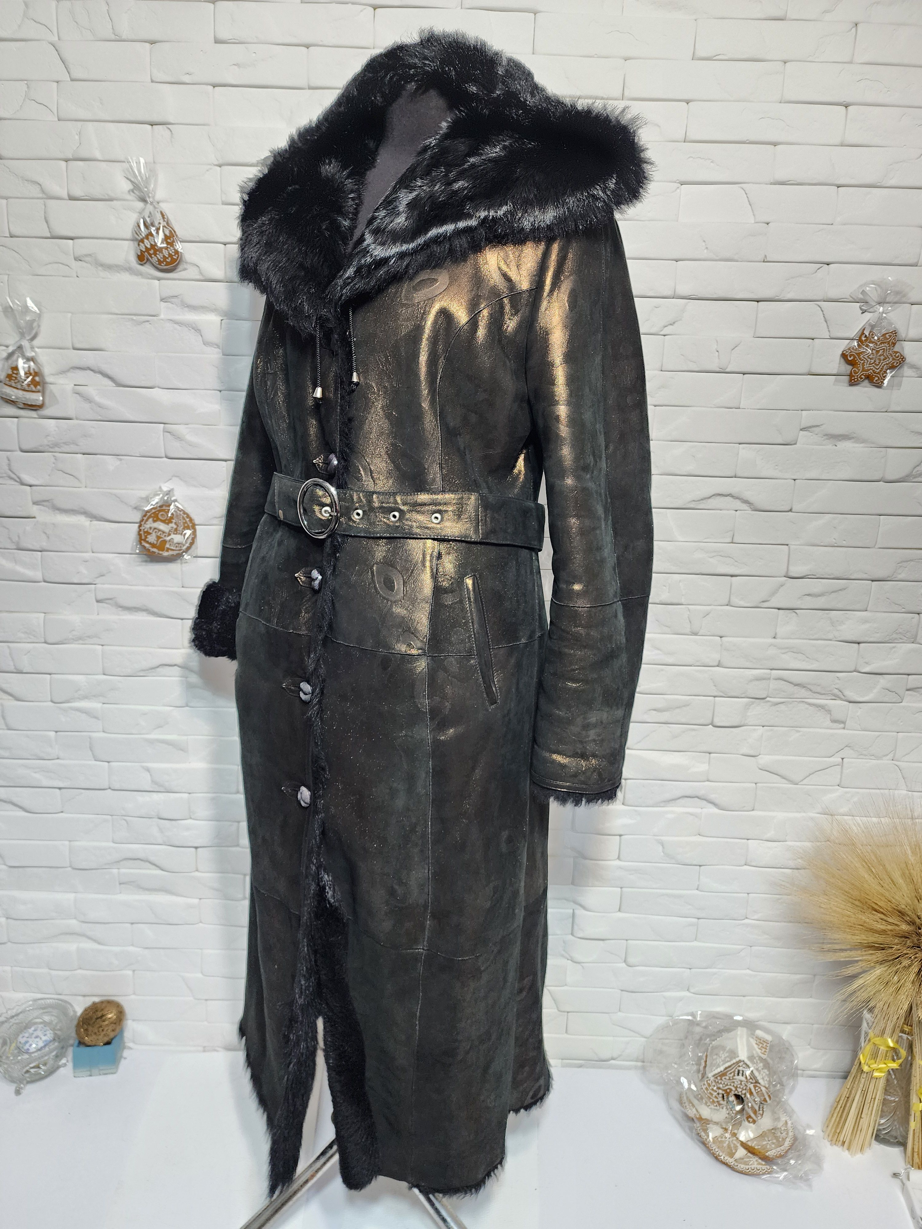 Uniqlo Bronze Sheepskin Hooded Coat: Leather Belted Outerwear Size XL / US 12-14 / IT 48-50 - 2 Thumbnail
