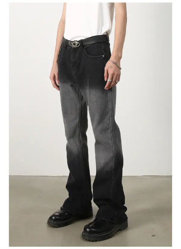 Japanese Brand Hitomi x Mami Black Gradient Loose Straight Flare Jeans Size US 32 / EU 48 - 2 Thumbnail