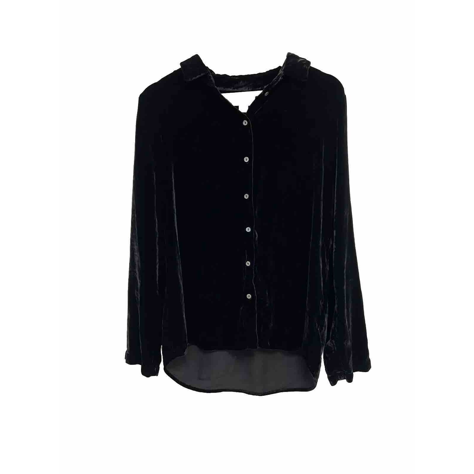 Velvet Velvet Women Blouse Shirt Button Long Sleeve Black A001640 Size M / US 6-8 / IT 42-44 - 2 Thumbnail