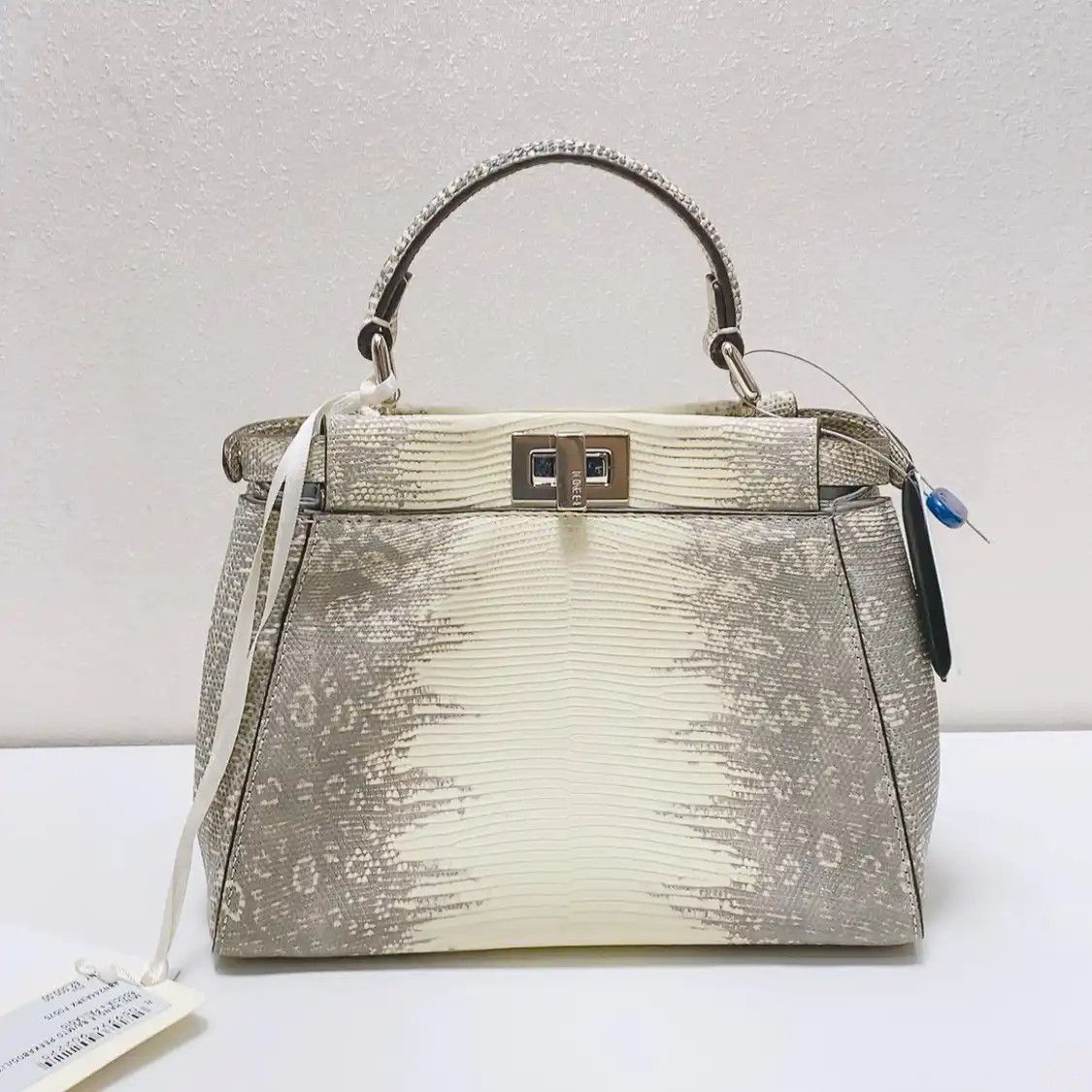 Fendi FENDI Peekaboo mini grey lizard skin shoulder bag Size ONE SIZE - 1 Thumbnail