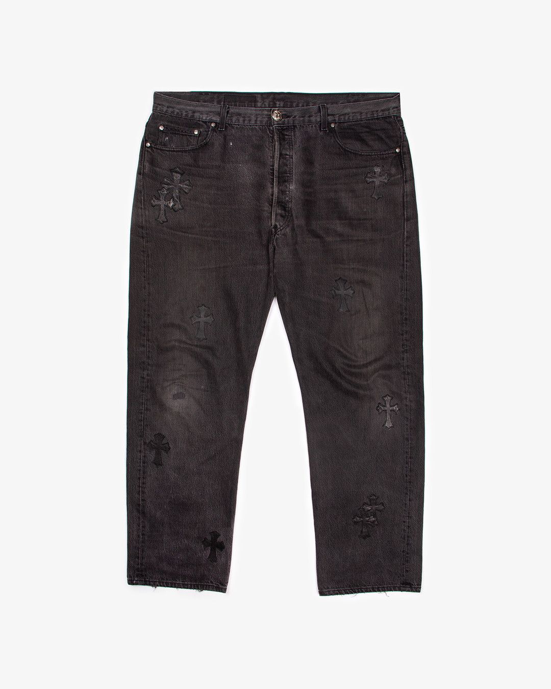 image of Chrome Hearts Classic Cross Patch Denim in Black, Men's (Size 40)