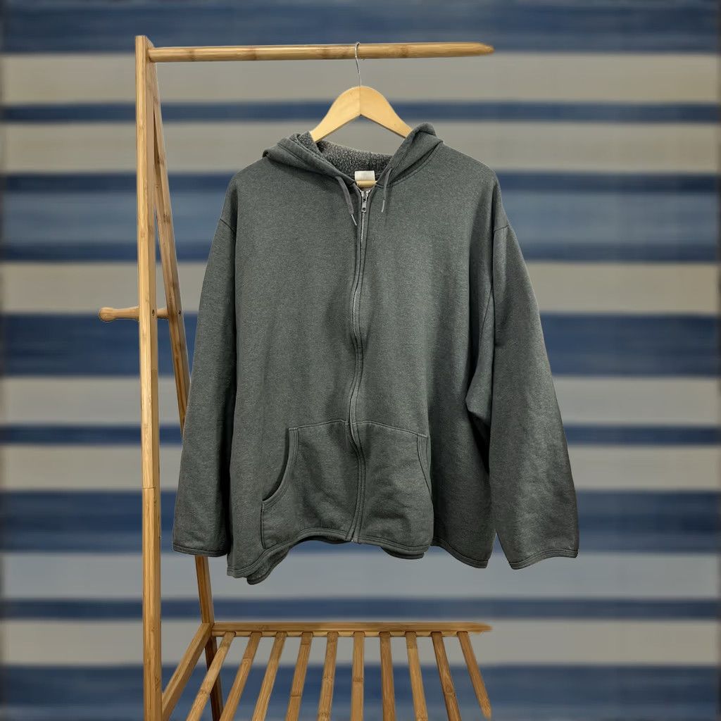 Vintage VTG Just My Size 2XL Gray Hoodie Zip Full Zip Oversized Faded Worn Grunge Workwear Sweatshirt Men Size US XXL / EU 58 / 5 - 1 Thumbnail