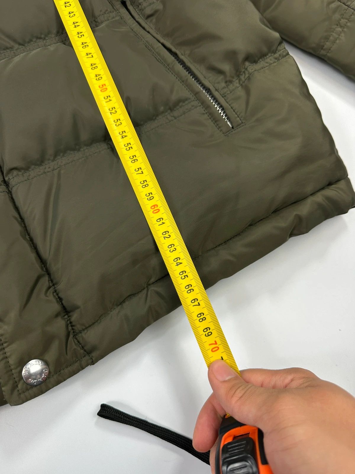 Prada Milano FW2024 Khaki Puffer Down Hooded Jacket Triangle