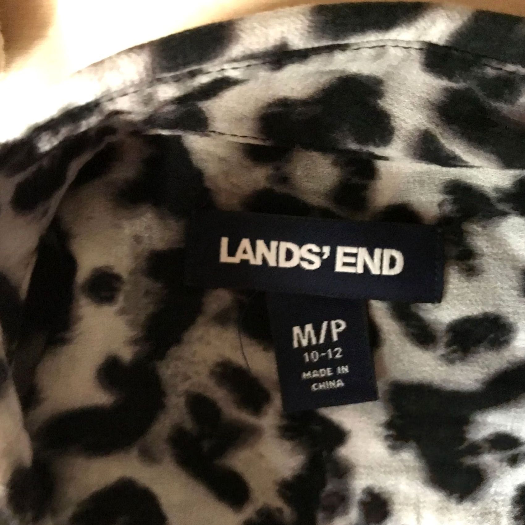 Lands' End LANDS' END WOMEN'S Blouse M/P 10-12 LONG SLEEVE Button Up Tunic TOP Black & Gray #PM# Size M / US 6-8 / IT 42-44 - 6 Thumbnail