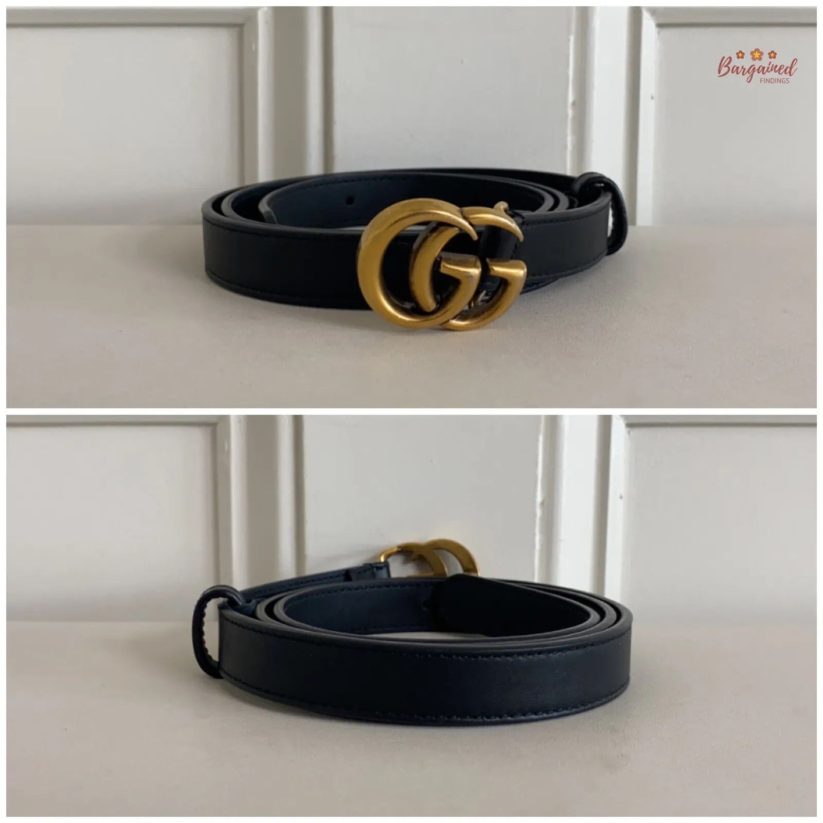 Gucci Gucci Smooth Leather Slim Signature Double G Buckle Belt Size 30 - 4 Thumbnail