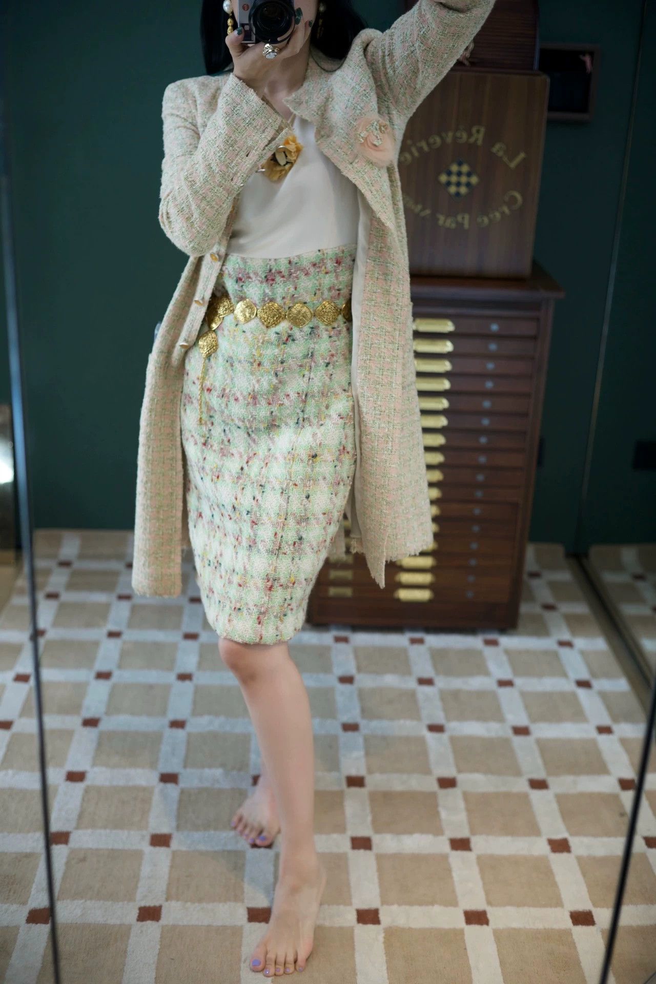 Chanel Chanel Vintage Silk Wool Tweed Panelled Dress FR40 Size M / US 6-8 / IT 42-44 - 4 Thumbnail