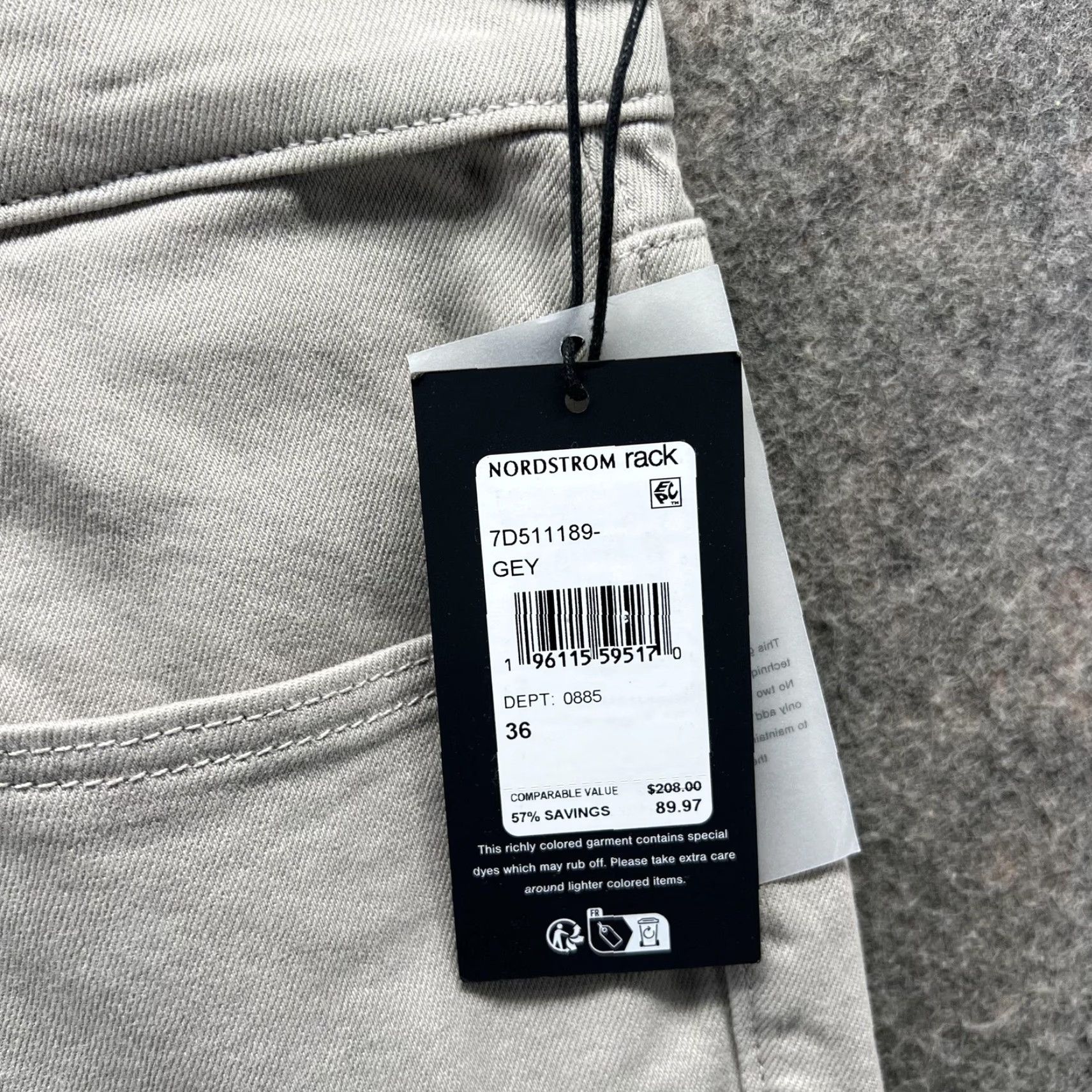 7 For All Mankind 7 For All Mankind Slimmy Jeans Mens 36 Gray Straight Denim Jeans Casual Pants 5-Pocket Logo Zip Fly Size US 36 / EU 52 - 5 Thumbnail
