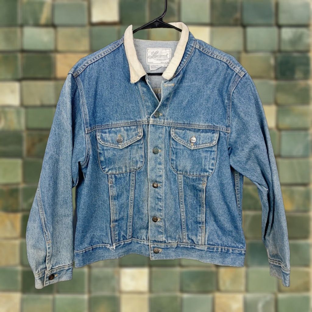 Denime VINTAGE Learsi Denim Jacket Grunge Trucker Button Large Men Jacket Blue Denim Size US 33 - 1 Thumbnail