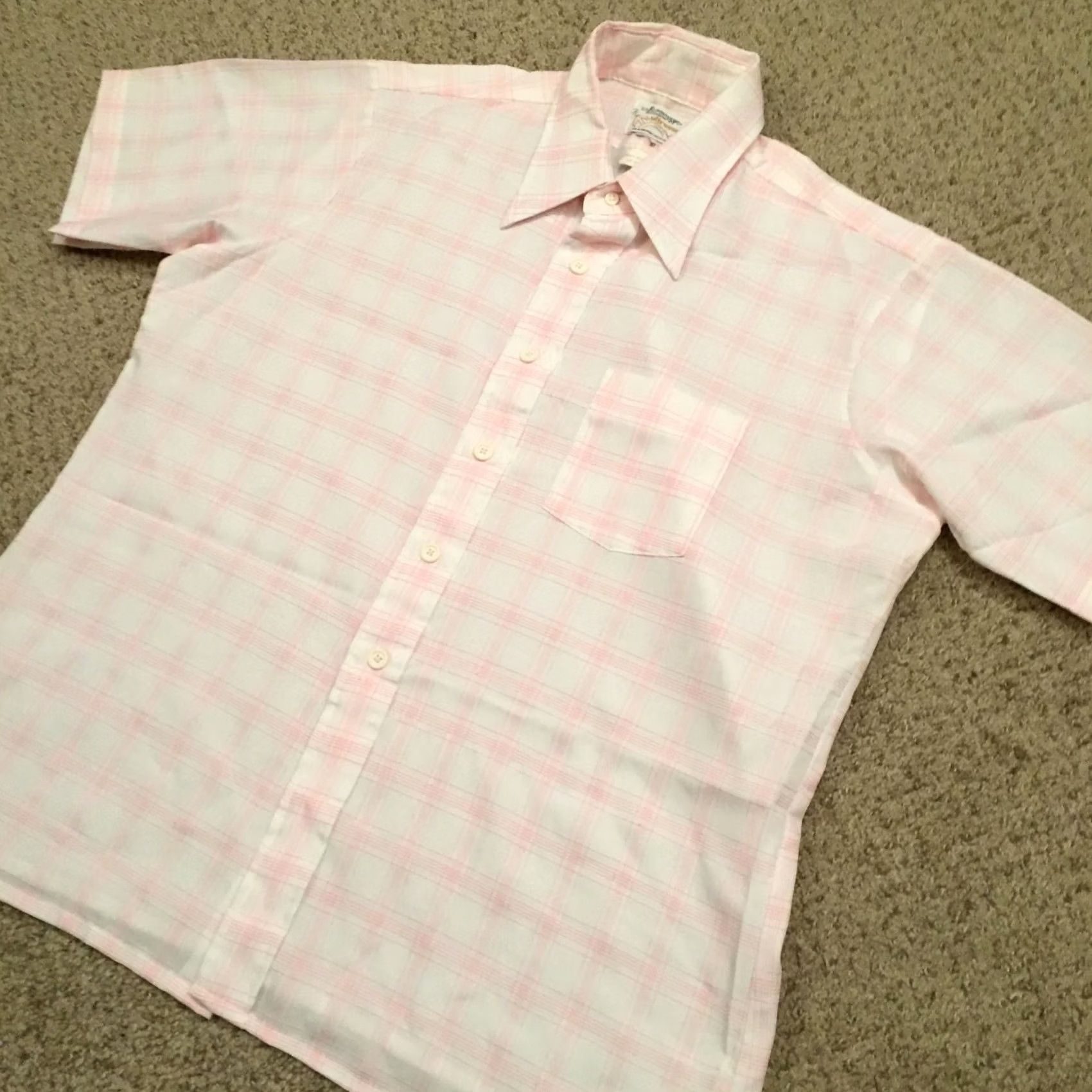 Arrow Arrow Shirt Mens 17.5 Pink Plaid Short Sleeve Button Up Size US XXL / EU 58 / 5 - 2 Thumbnail