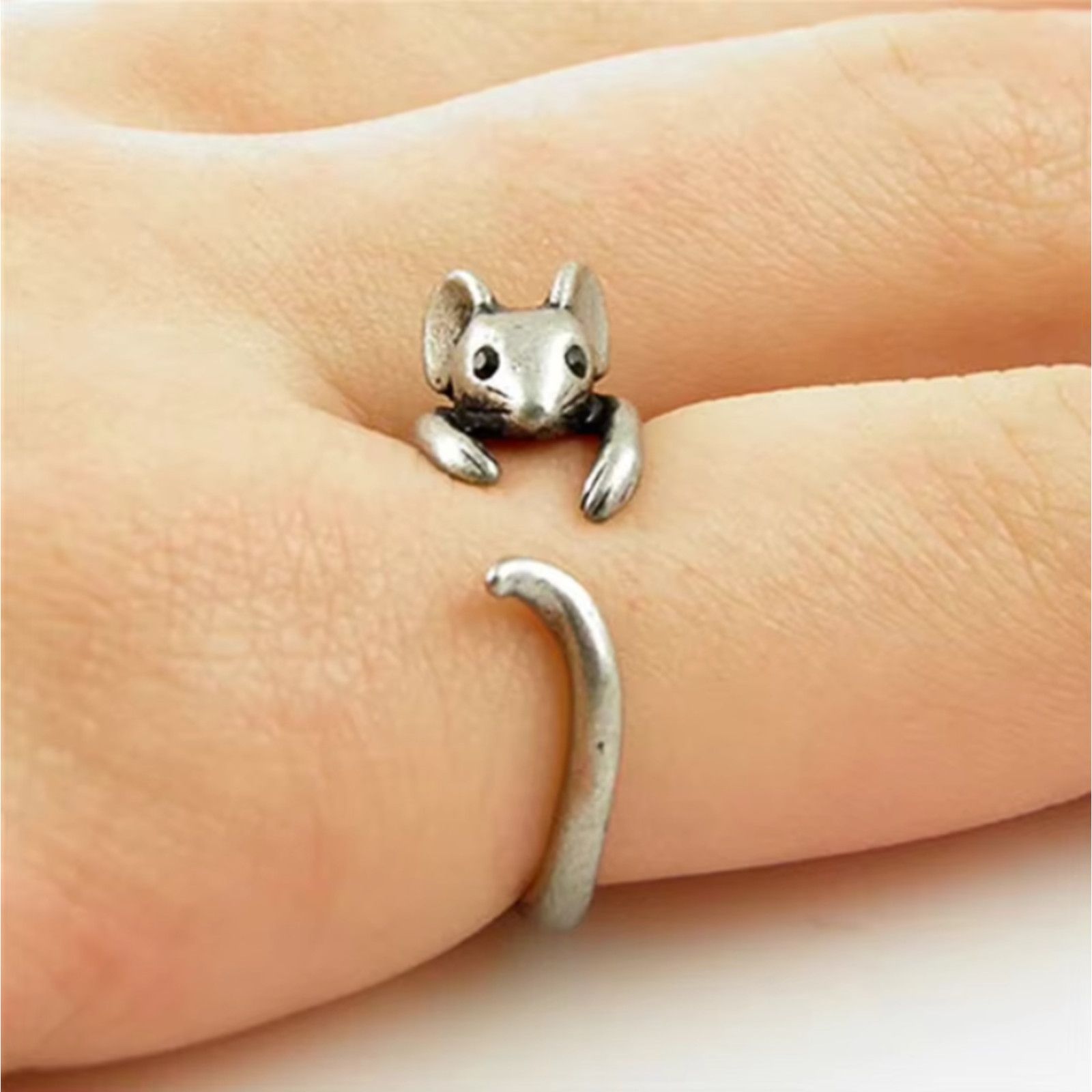 Other Mouse Silhouette Animal Ring | Silver Tone Adjustable Size Size ONE SIZE - 5 Thumbnail