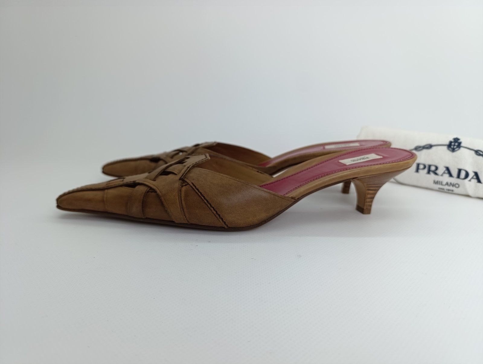 Prada 00s PRADA WHIMSICAL BRAIDED LEATHER POINTY MULES HEELS Size US 11 / IT 41 - 9 Thumbnail