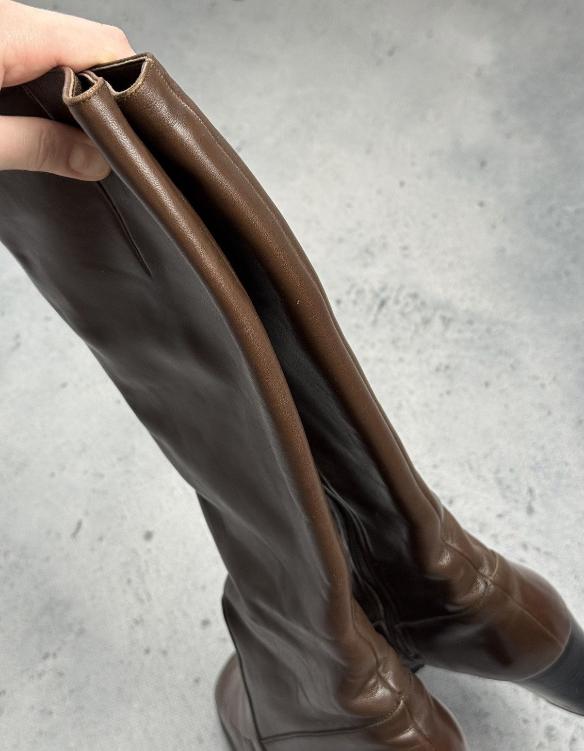 Bally Vintage Bally Brown Leather Knee High Boots Square Toe 70s Size US 6 / IT 36 - 7 Thumbnail