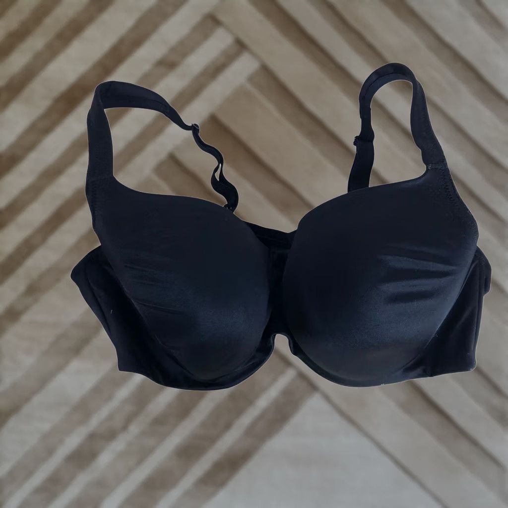 Vintage Soma Balconette Bra Black 38D Underwire Padded Full Coverage Lightly Lined Nylon Spandex Hook & Eye Womens Size ONE SIZE - 1 Thumbnail
