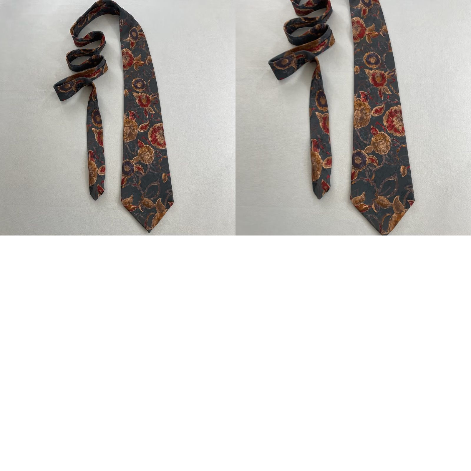 Vintage vtg 90s Silk Tie Hand Made Shiny Foulard Baroque Mob Boss Floral Blue Cream 4x58 Necktie Mens Vintage Designer Silk Capstone Size ONE SIZE - 10 Thumbnail