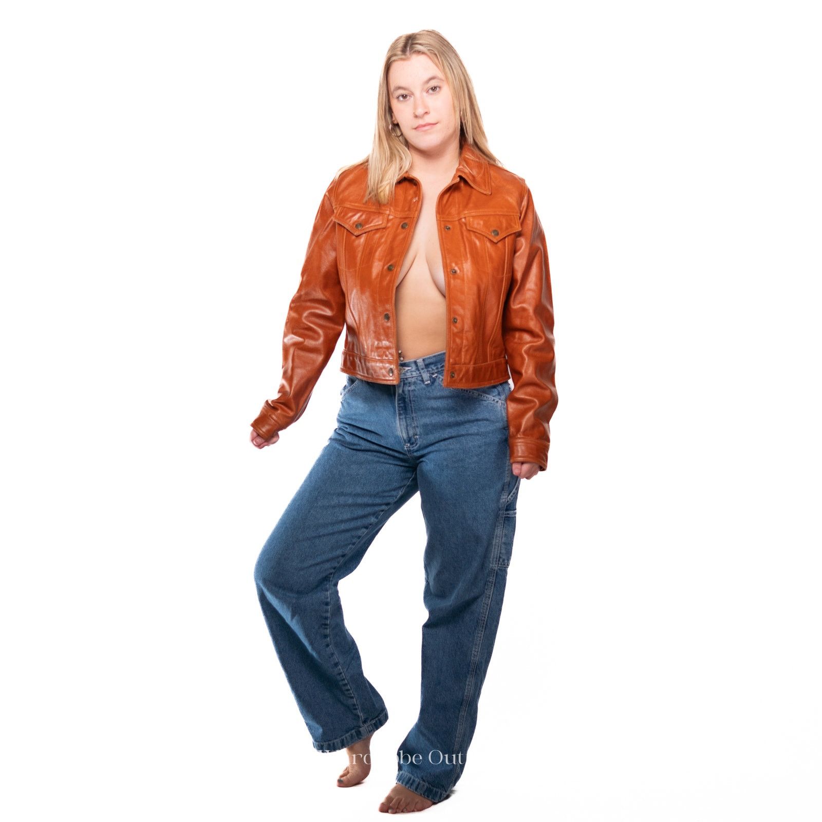 Vintage Vintage 90s Cognac Tan Leather Cropped Jacket Size S / US 4 / IT 40 - 8 Thumbnail