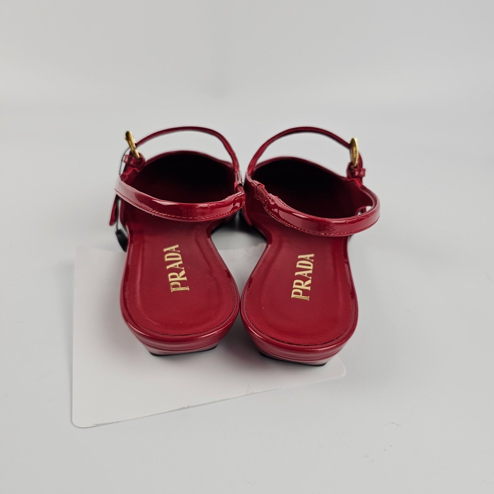 Prada PRADA Red Patent Leather Slingback Ballerinas New Size US 7 / IT 37 - 8 Thumbnail
