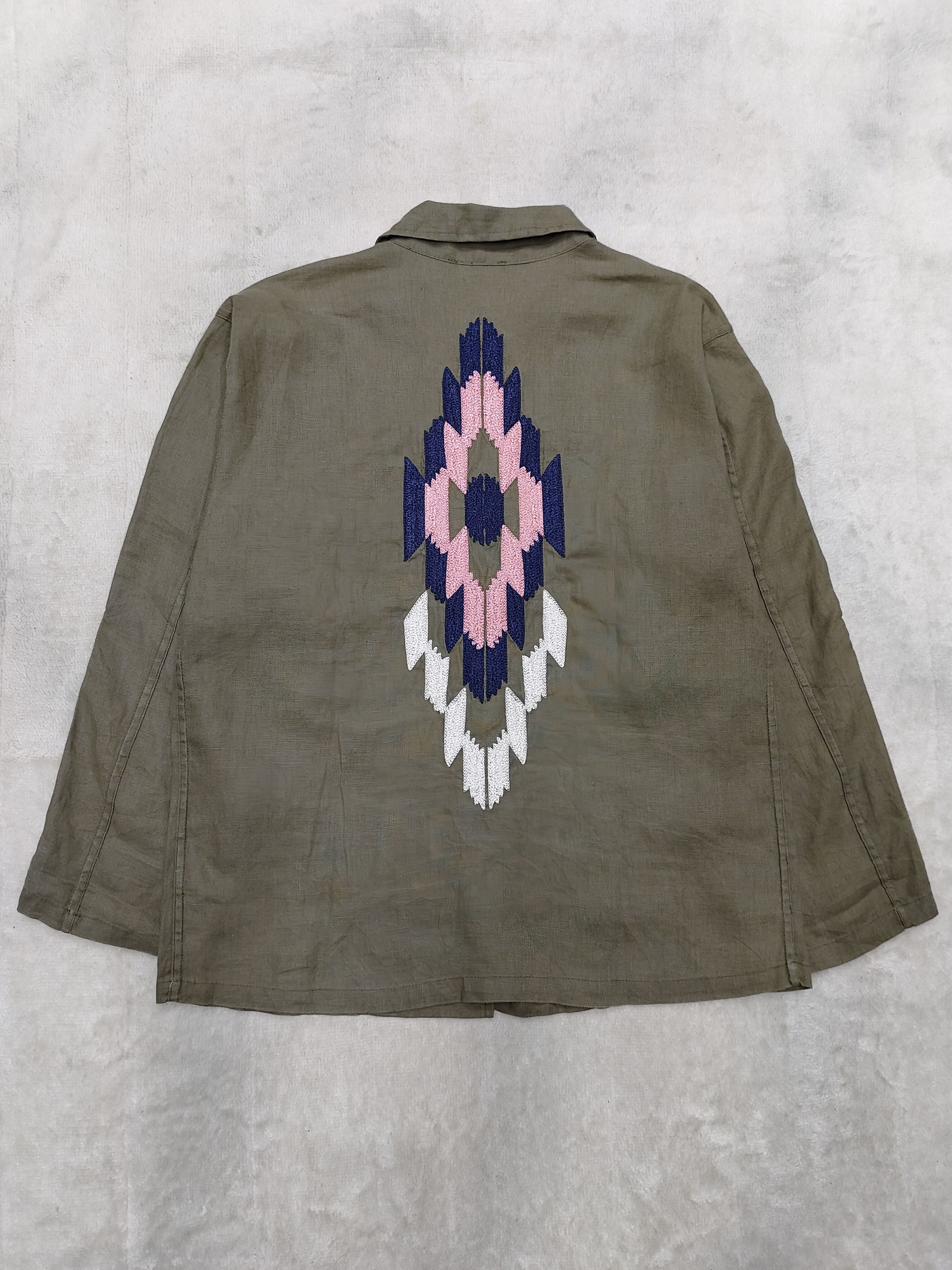 Vintage Youlah Chimayo Embroidered Linen Army Shirt Size US M / EU 48-50 / 2 - 5 Thumbnail