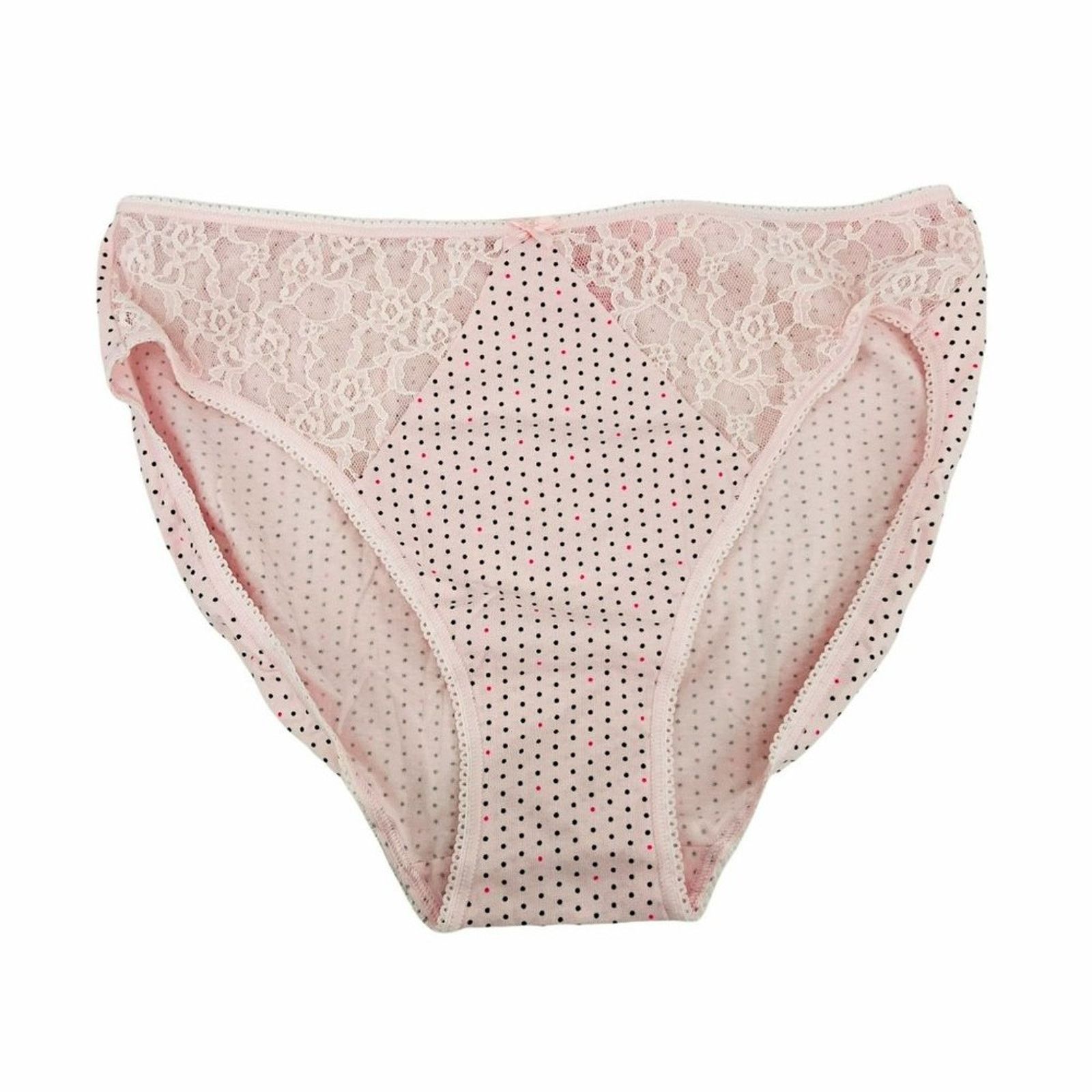 Victorias Secret Victoria's Secret Panty Pale Pink Black Polka Dot Lace Inlay, Women's