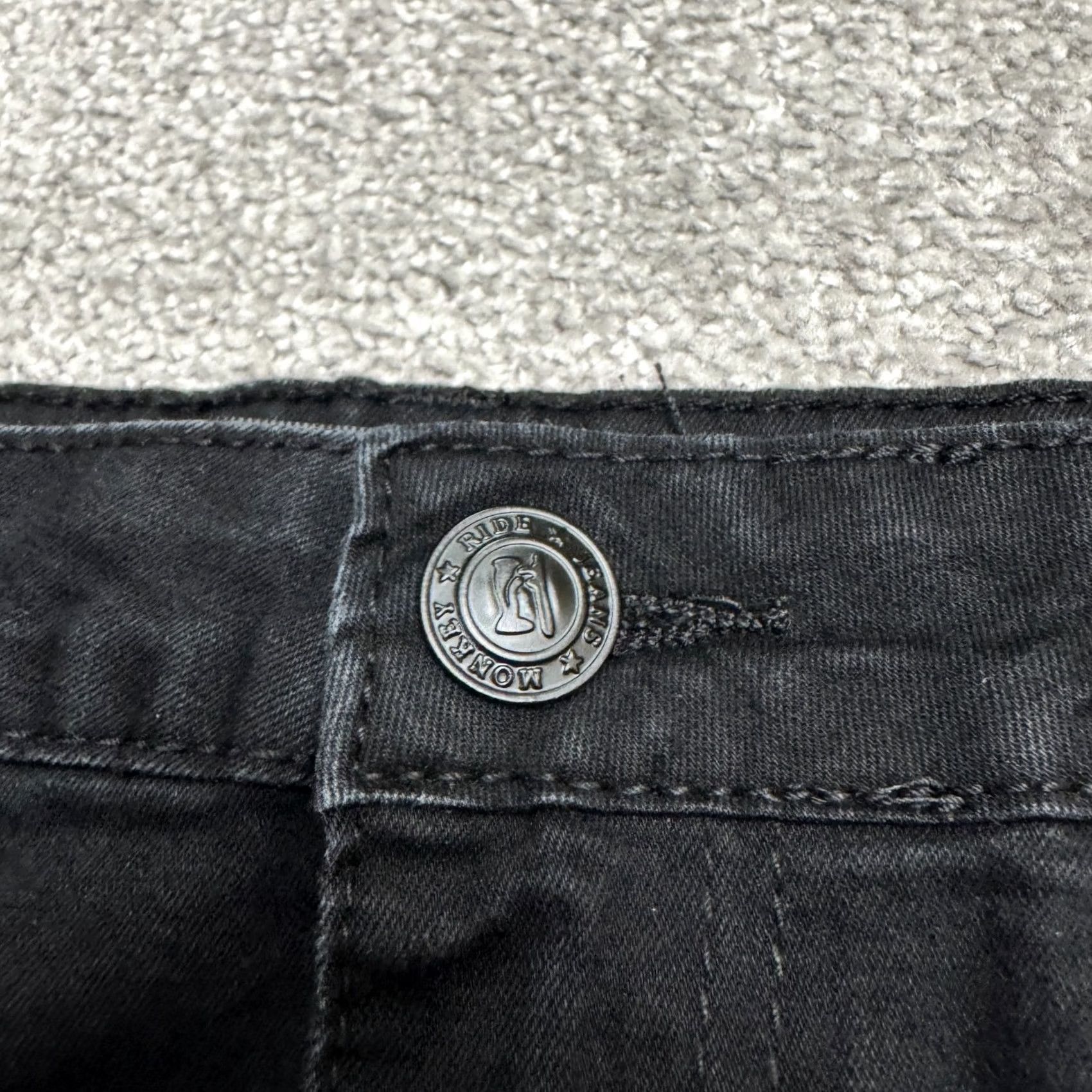 Denime Monkey Ride Jeans Original Vintage Straight Leg Jeans Womens Black 13/31 Denim Stretch Size 24" / US 00 / IT 34 - 3 Thumbnail