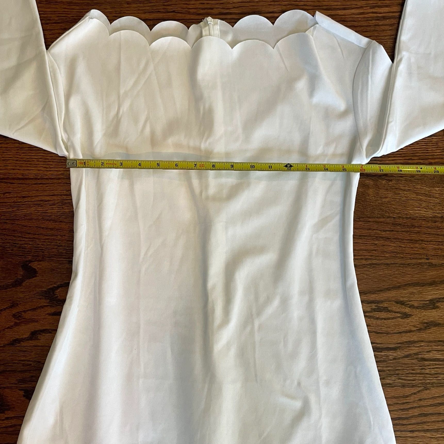 Shein Shein Women's Medium Scalloped Trim White Dress Tie Waist Zipper Back 33.5 Long Size M / US 6-8 / IT 42-44 - 6 Thumbnail