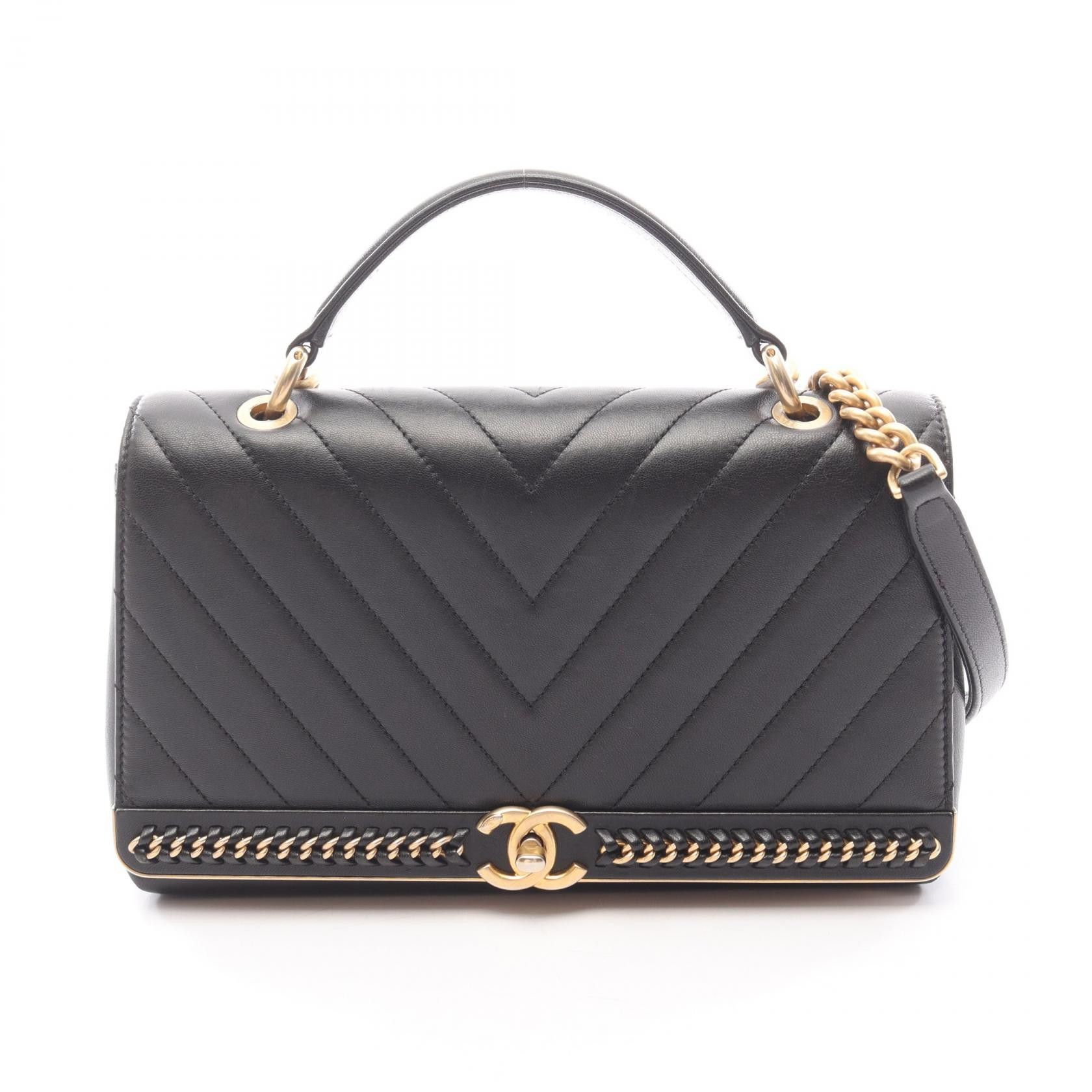 Chanel Chanel Chanel Top Handle V Stitch Lambskin Shoulder Bag Leather Shoulder Bag DUTY FREE for USA Size ONE SIZE - 1 Thumbnail
