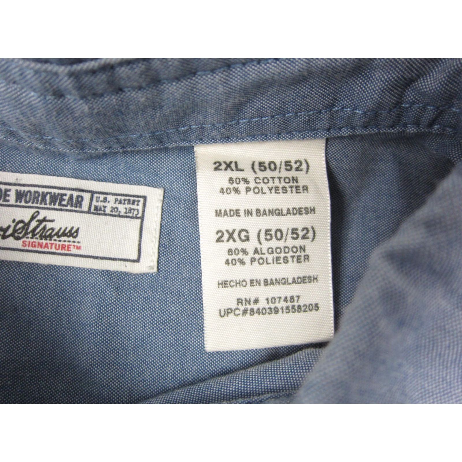 Levi's Levi's Shirt Mens 2XL Blue Chambray Button-Up Workwear 90s 80s Vintage Cotton Chambray Button-Up Mens Clothing Size US XXL / EU 58 / 5 - 6 Thumbnail